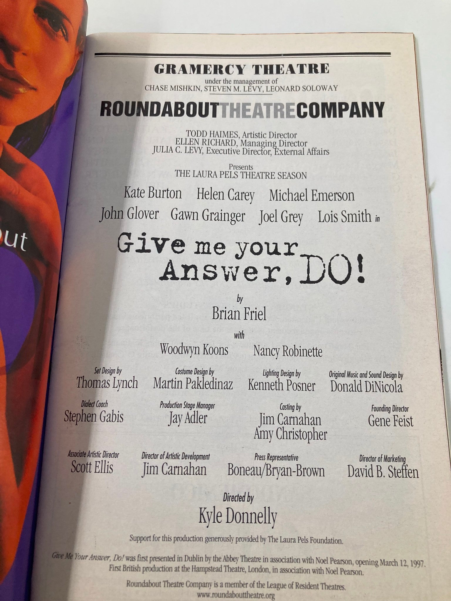 1999 Playbill Gramercy Theatre Give Me Your Answer, Do! Woodwyn Koons