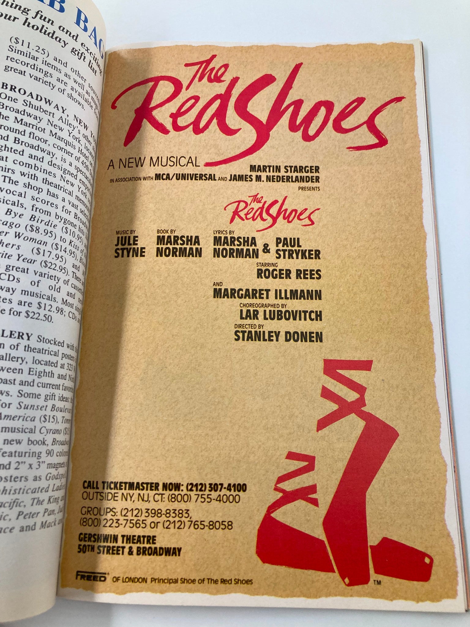 1993 Playbill Gershwin Theatre The Red Shoes Roger Rees, Margaret Illmann