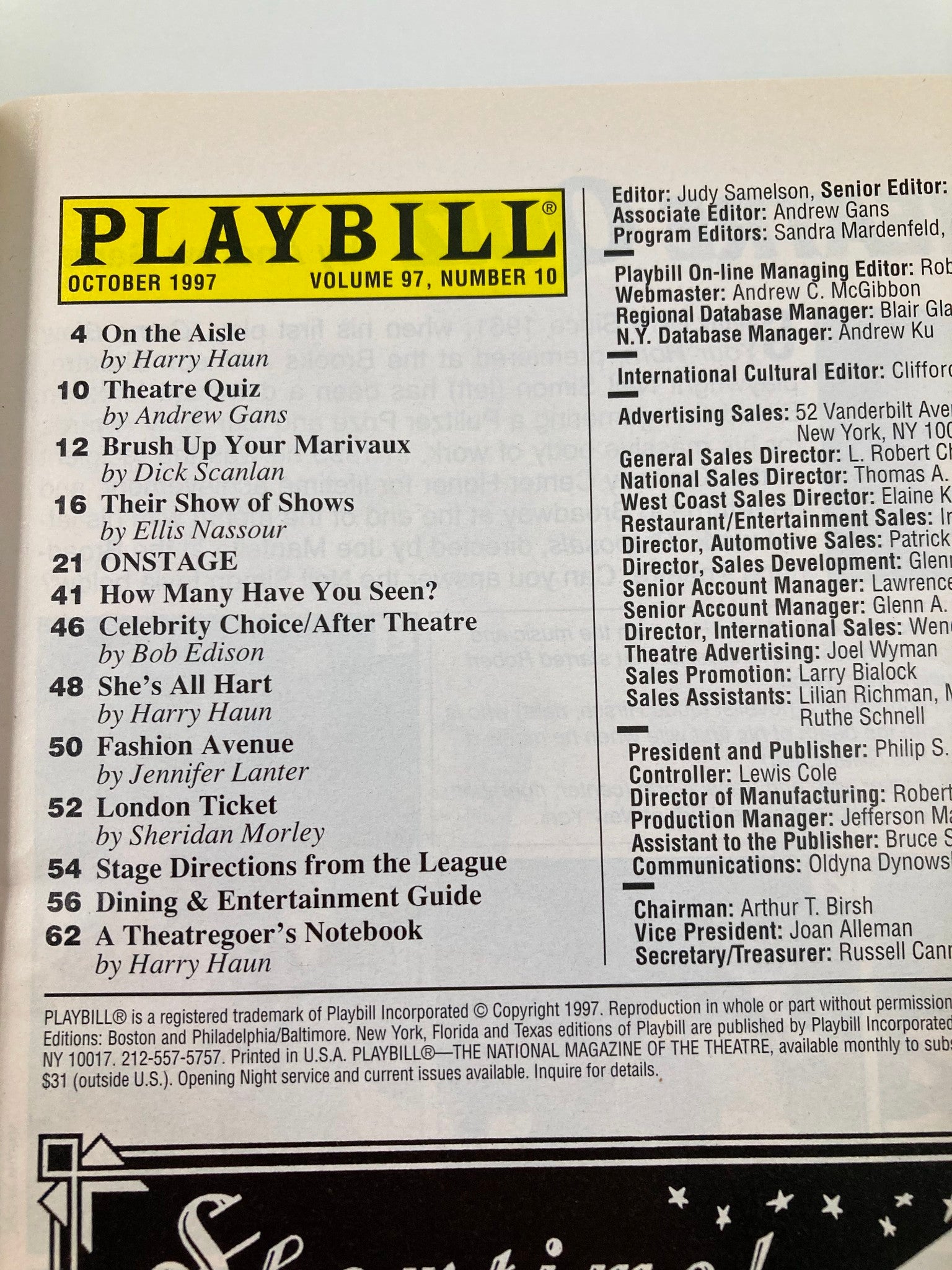 1997 Playbill Royale Theatre Triumph of Love Susan Egan, F. Murray Abraham