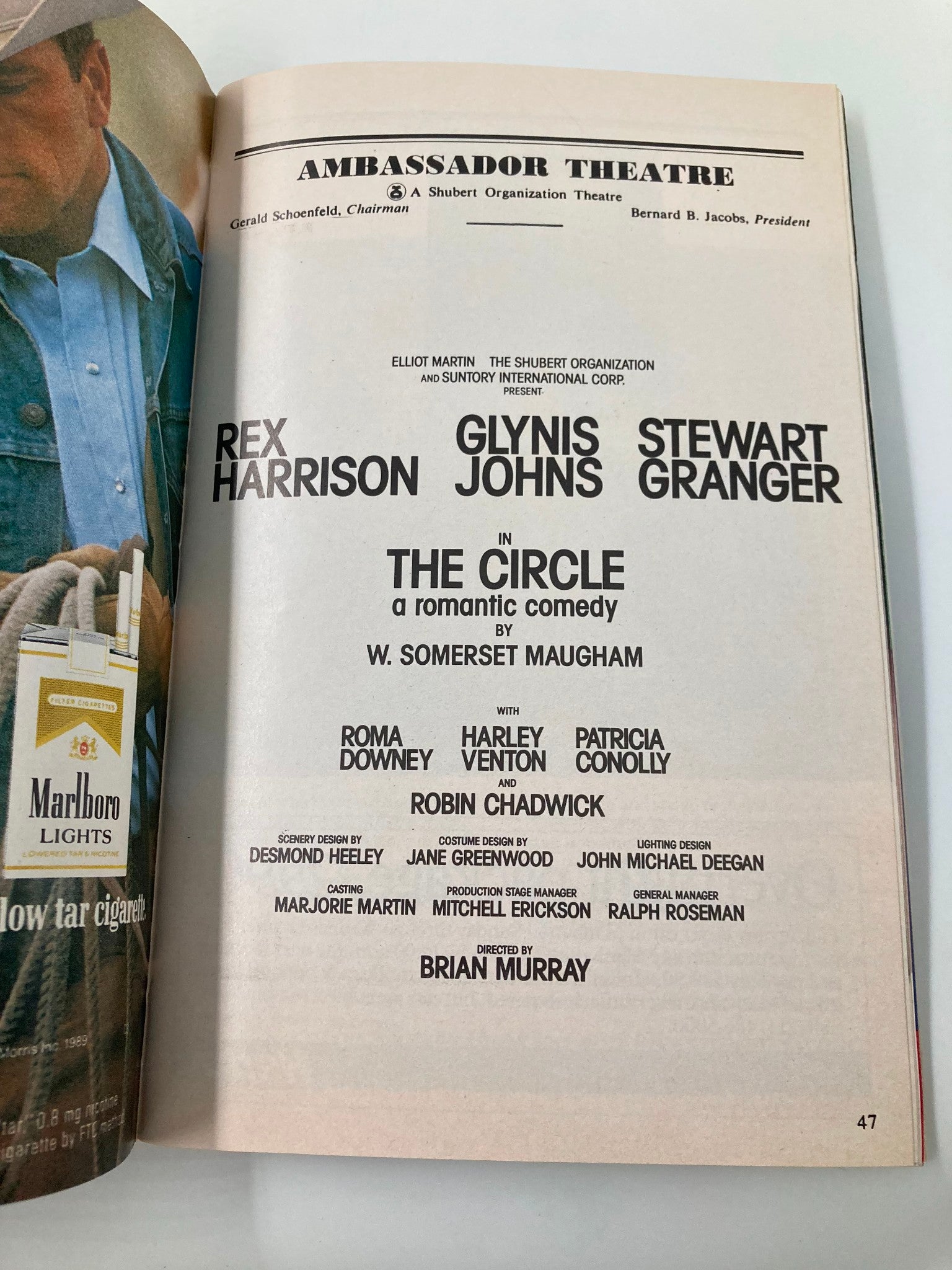 1989 Playbill Ambassador Theatre The Circle Rex Harrison, Glynis Johns