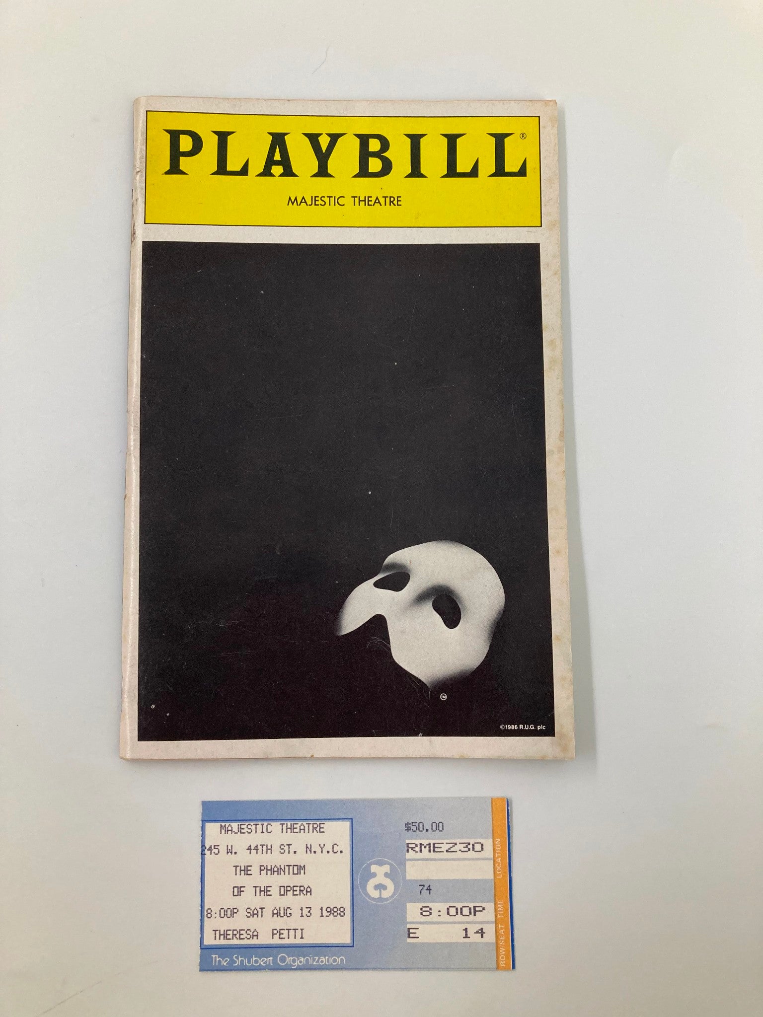 1988 Playbill Majestic Theatre The Phantom of the Opera Micahel Crawford