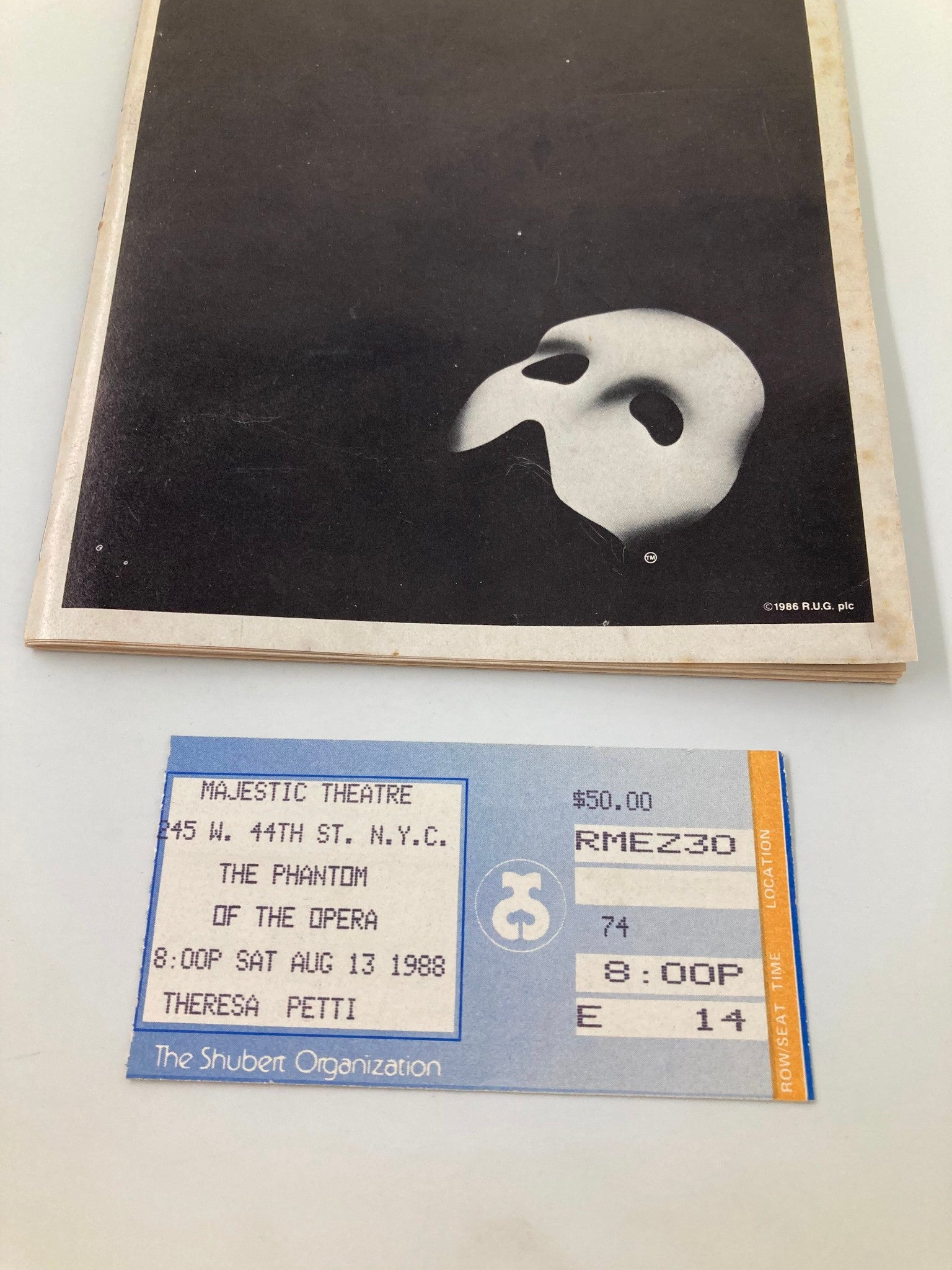 1988 Playbill Majestic Theatre The Phantom of the Opera Micahel Crawford