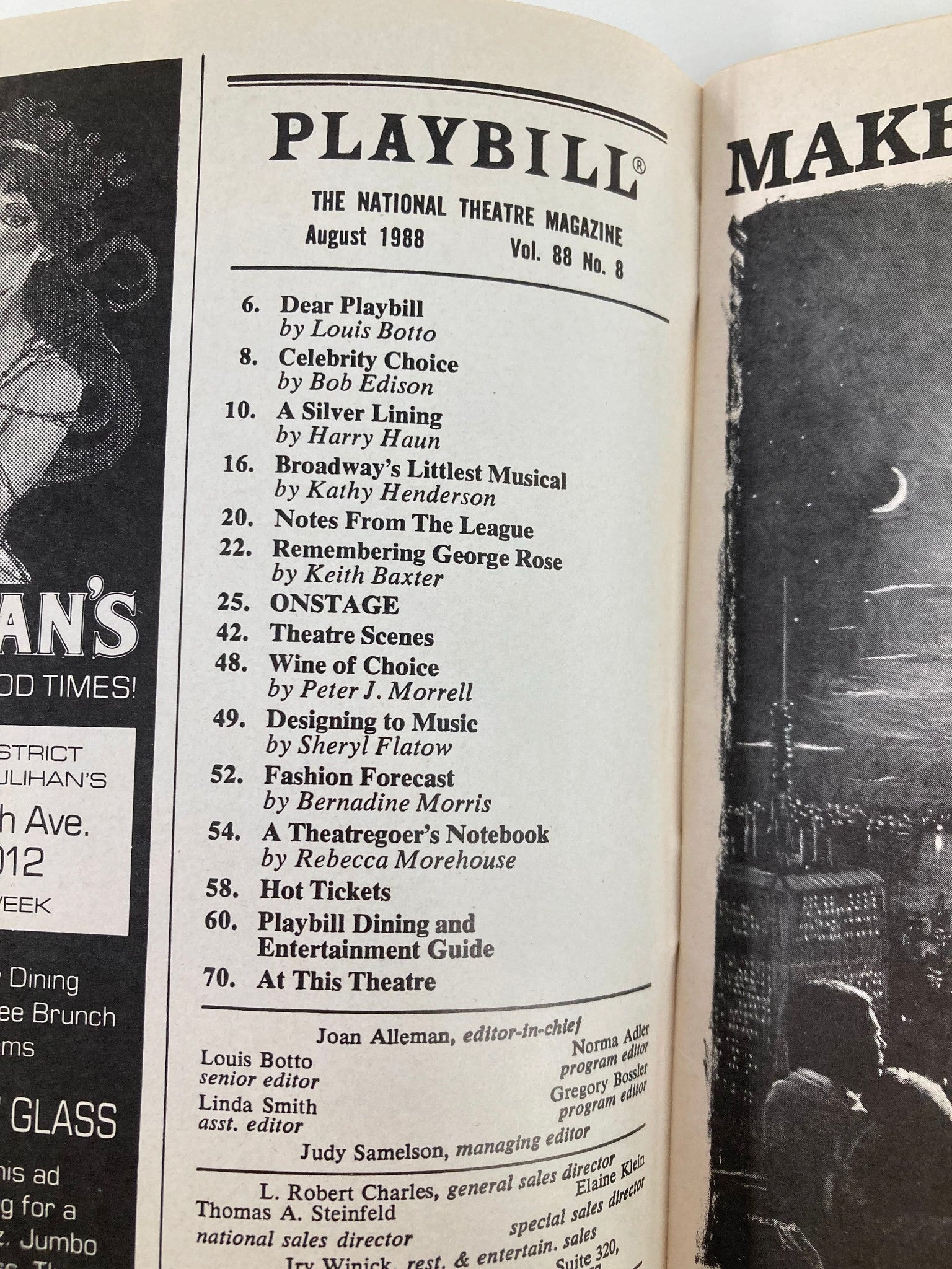 1988 Playbill Majestic Theatre The Phantom of the Opera Micahel Crawford