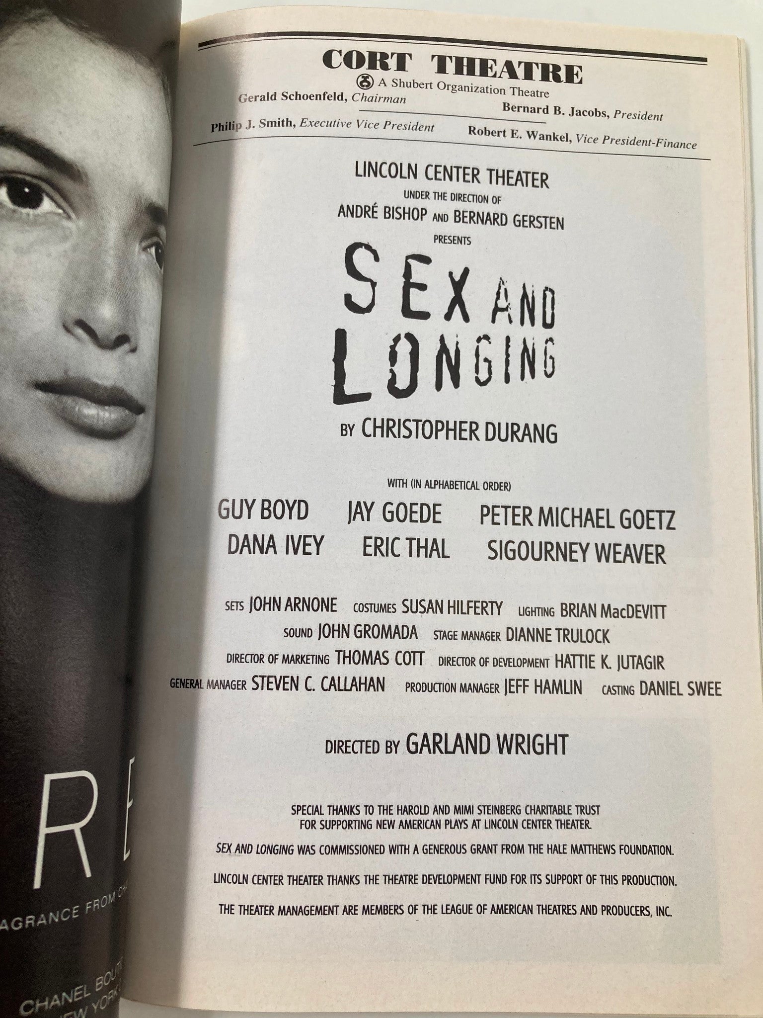 1996 Playbill Cort Theatre Sex and Longing Guy Boyd, Jay Goede, Dana Ivey