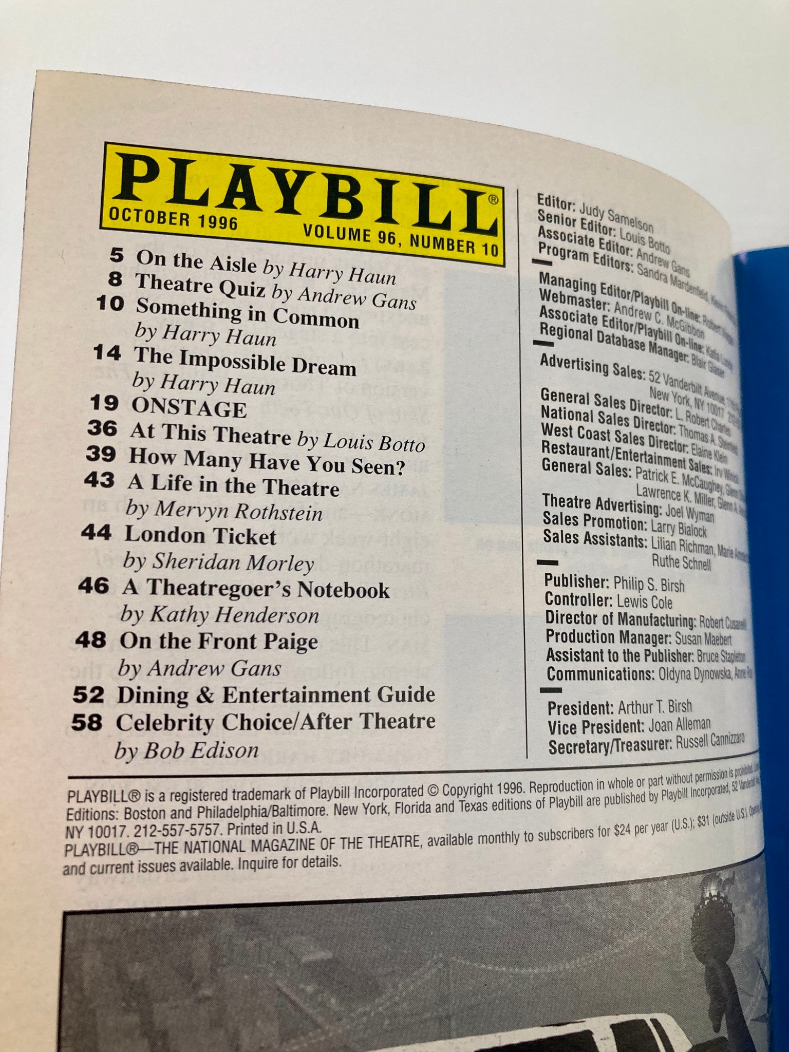 1996 Playbill Ethel Barrymore Theatre An Ideal Husband Cheryl Gaysunas