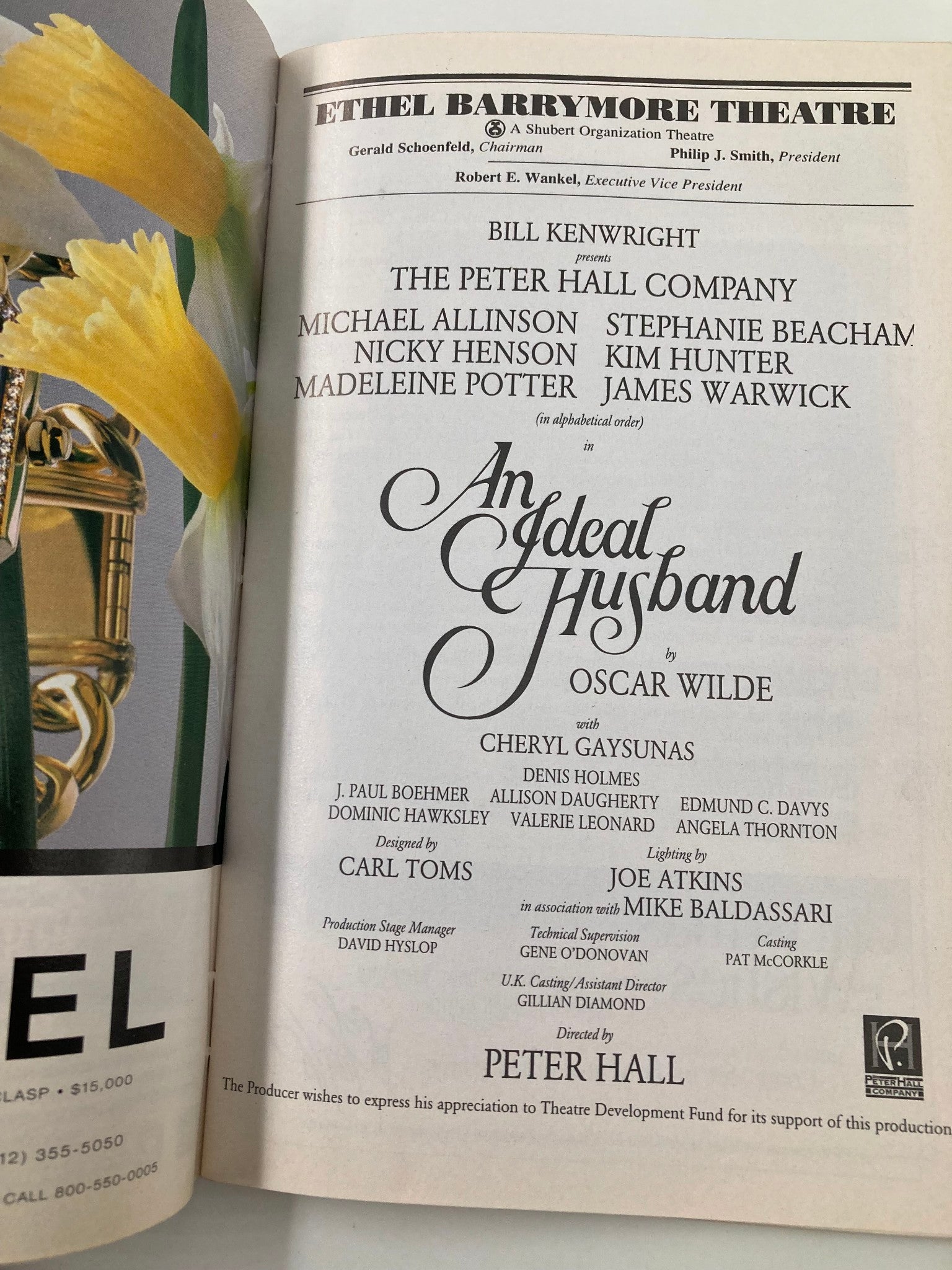 1996 Playbill Ethel Barrymore Theatre An Ideal Husband Cheryl Gaysunas