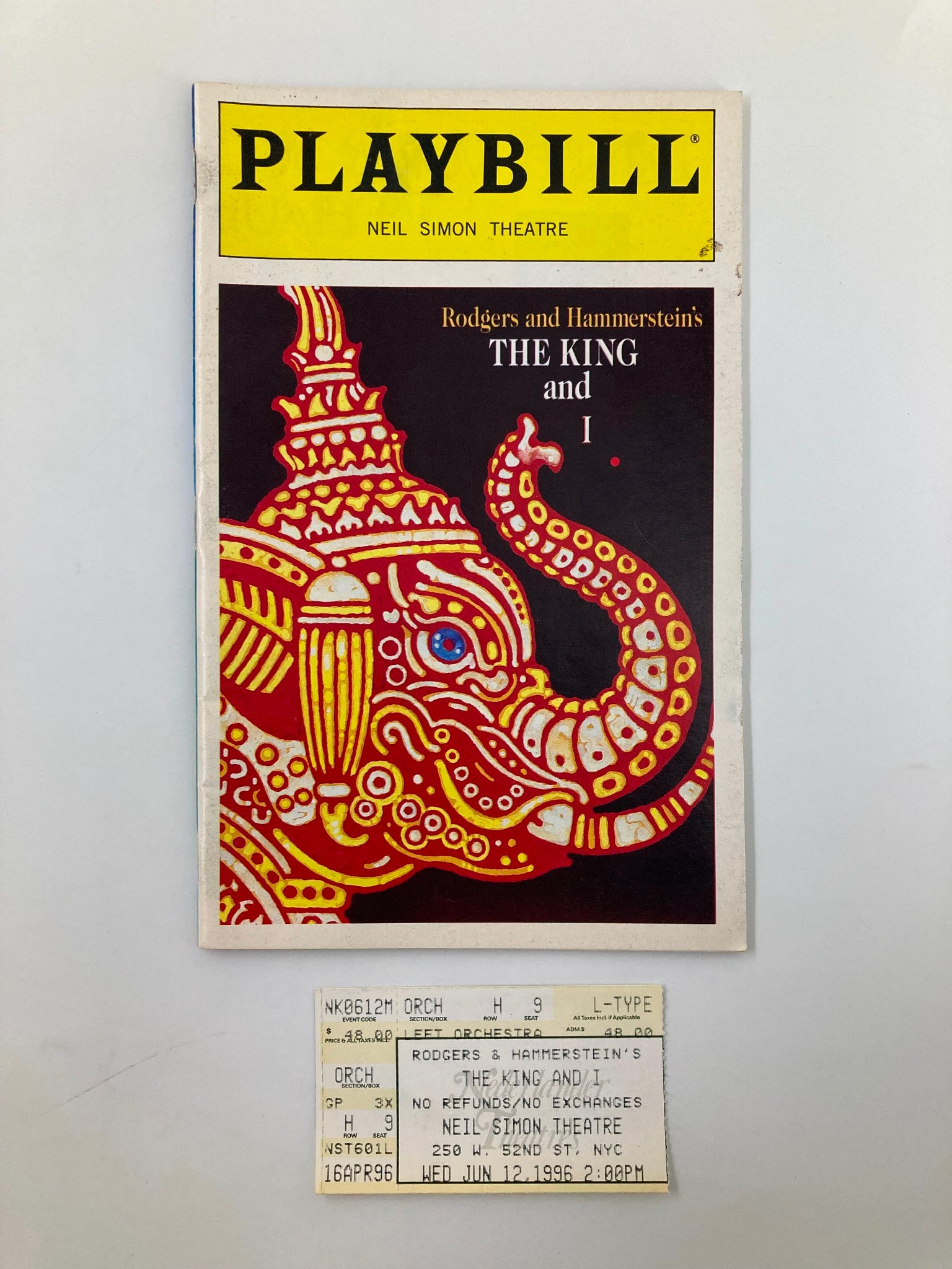 1996 Playbill Neil Simon Theatre The King & I Donna Murphy, Lou Diamond Phillips