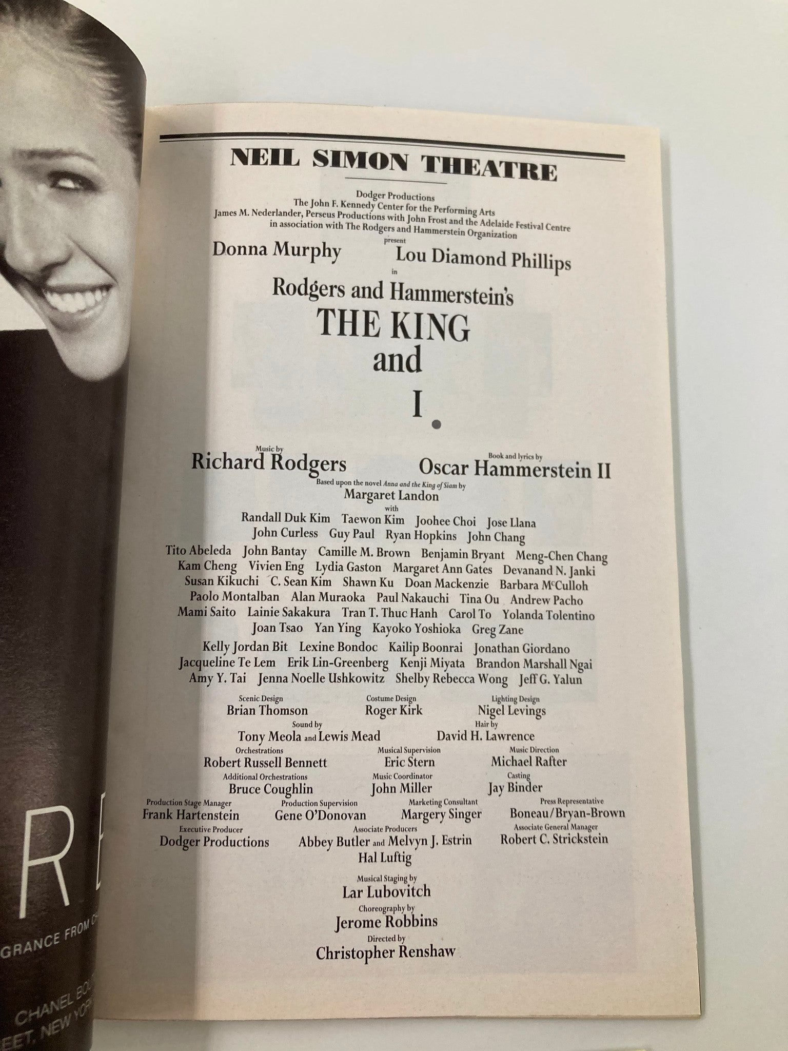 1996 Playbill Neil Simon Theatre The King & I Donna Murphy, Lou Diamond Phillips