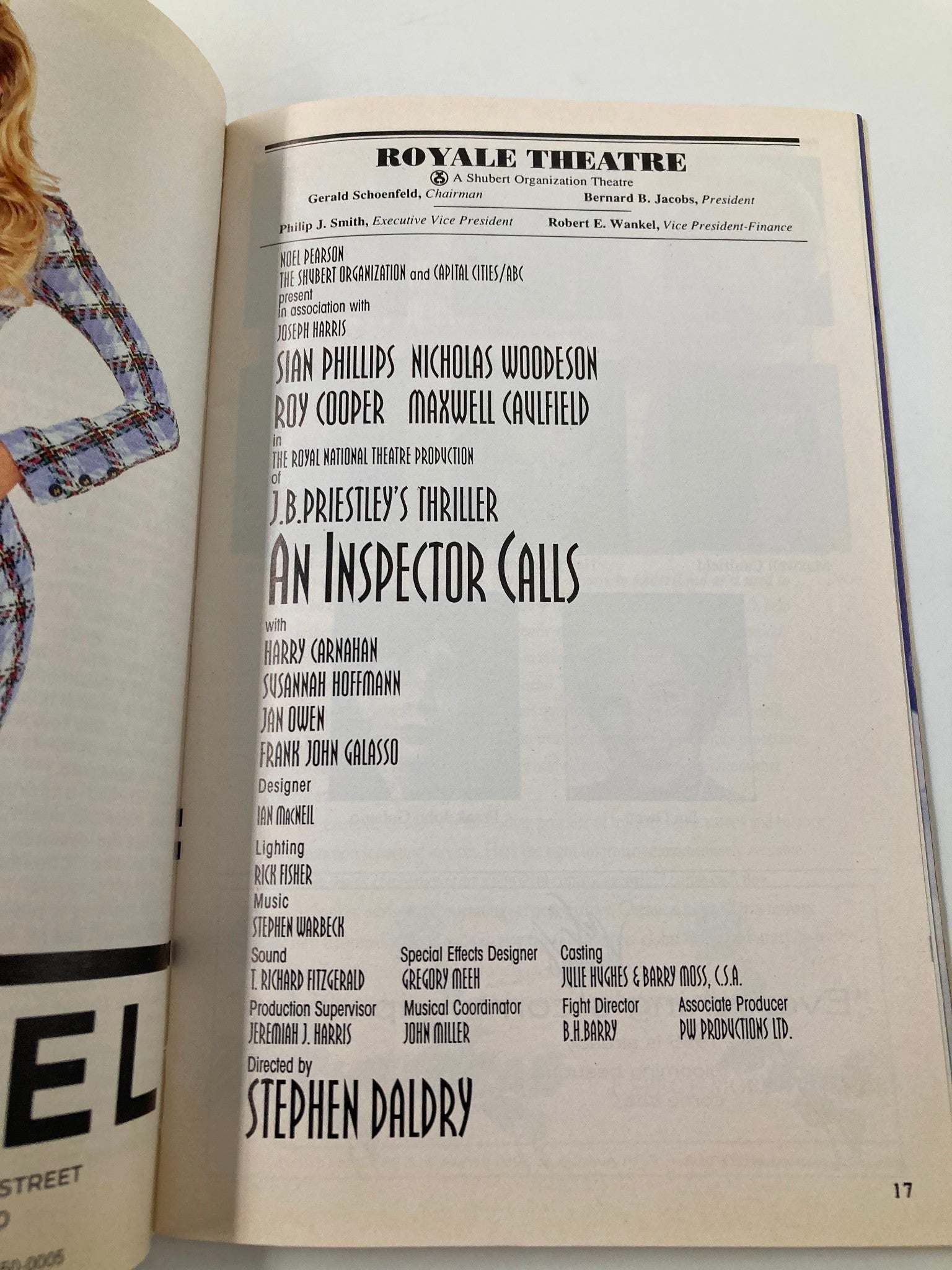 1995 Playbill Royale Theatre An Inspector Calls Harry Carnahan, Susannah Hoffman