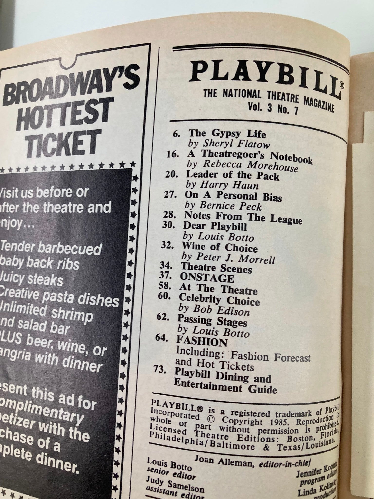 1985 Playbill Royale Theatre Pack of Lies Rosemary Harris, George N. Martin