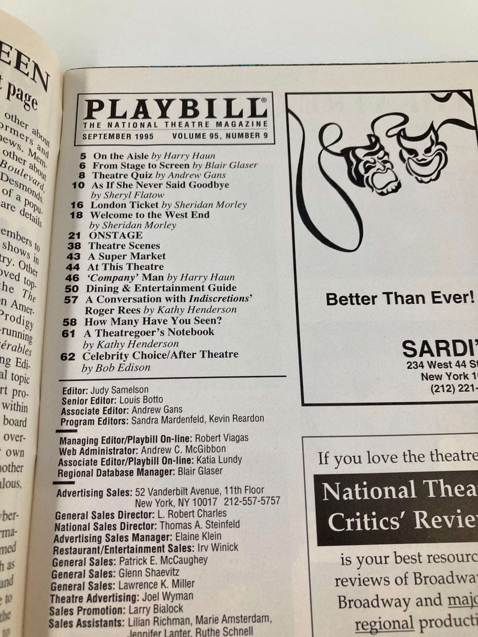 1995 Playbill Criterion Center Stage Right Company Danny Burstein, Kate Burton