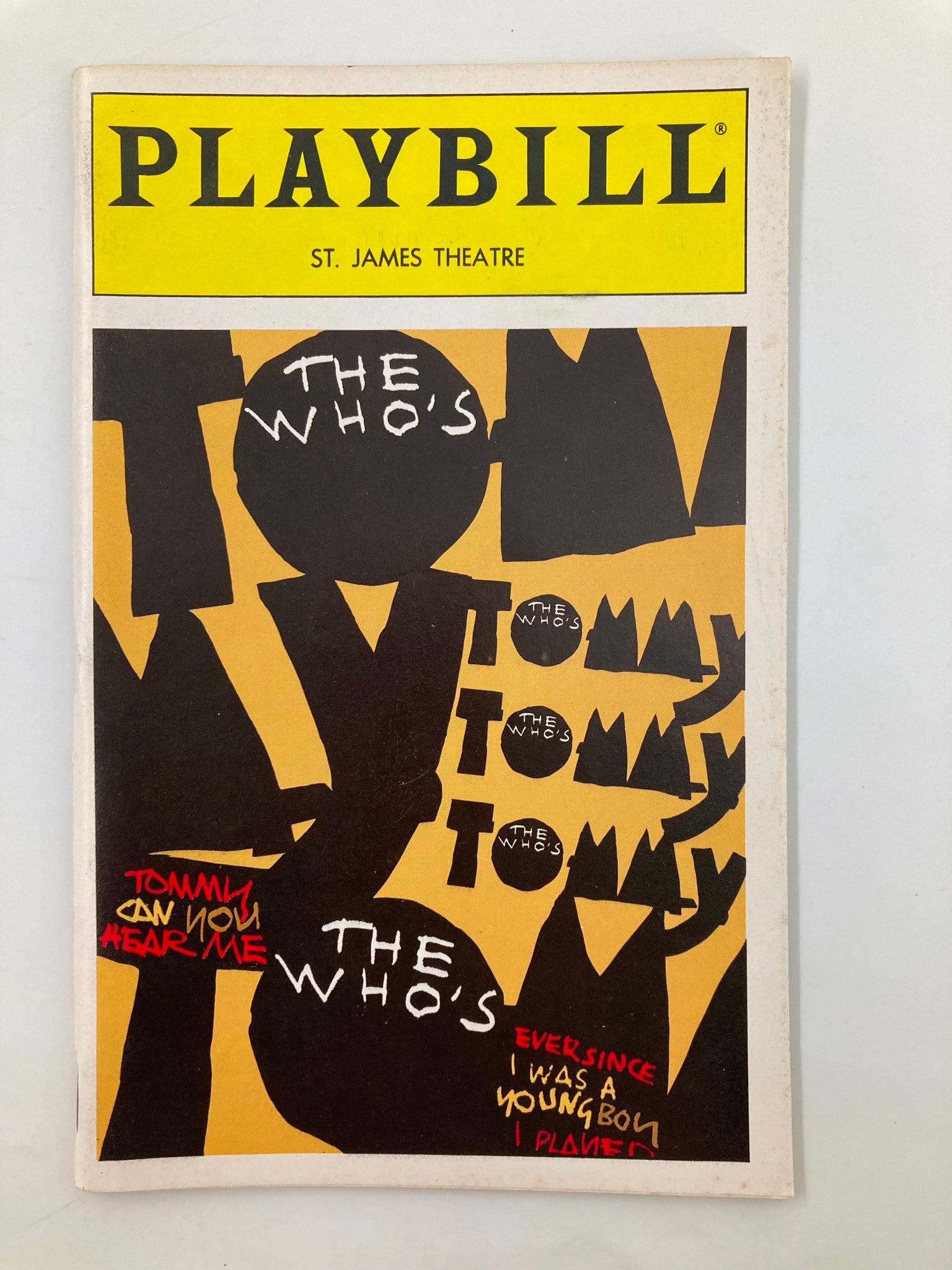 1993 Playbill St. James Theatre Tommy A New Musical Michael Arnold Bill Buell VG