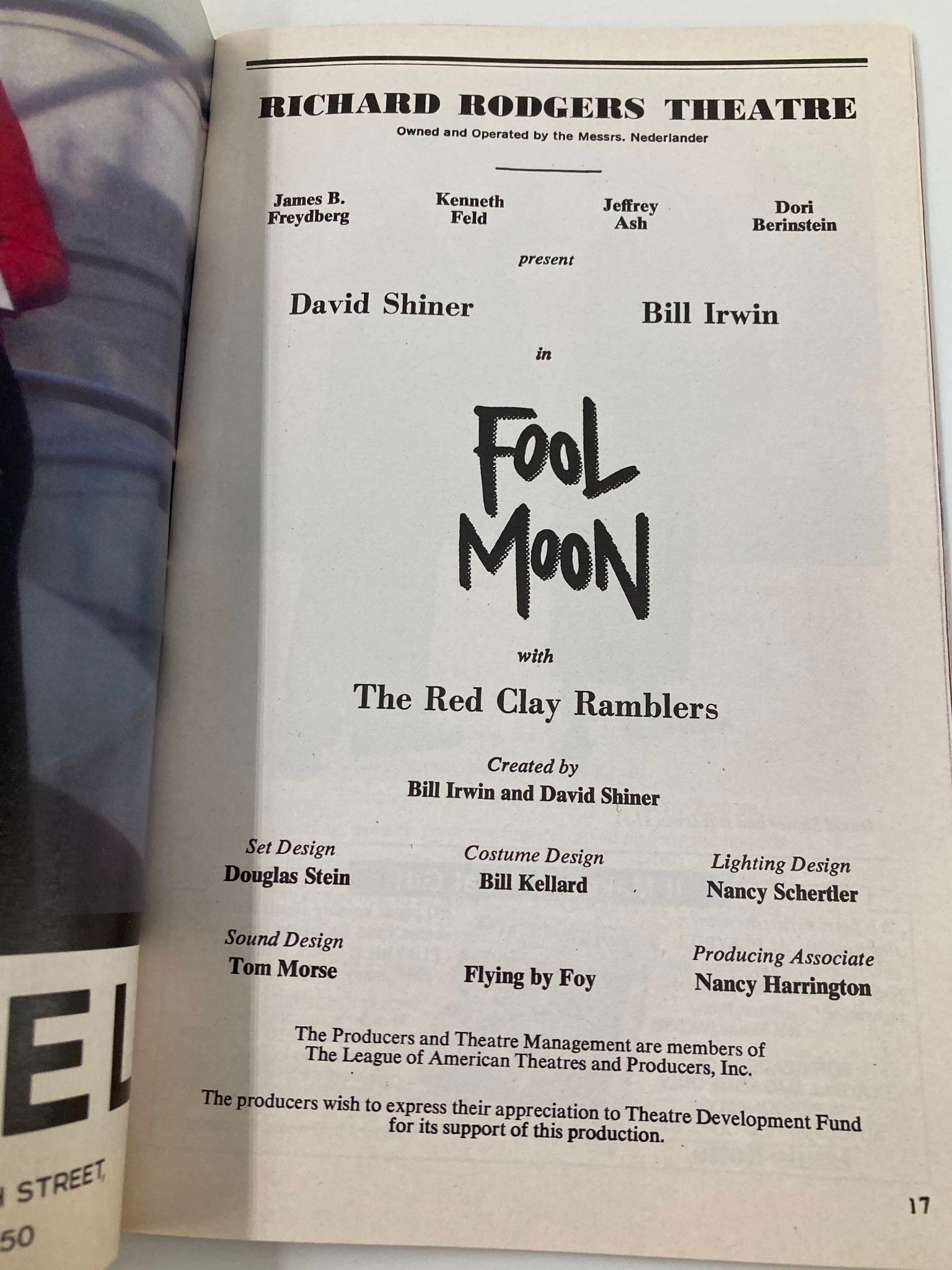 1993 Playbill Richard Rodgers Theatre Fool Moon David Shiner, Bill Irwin VG