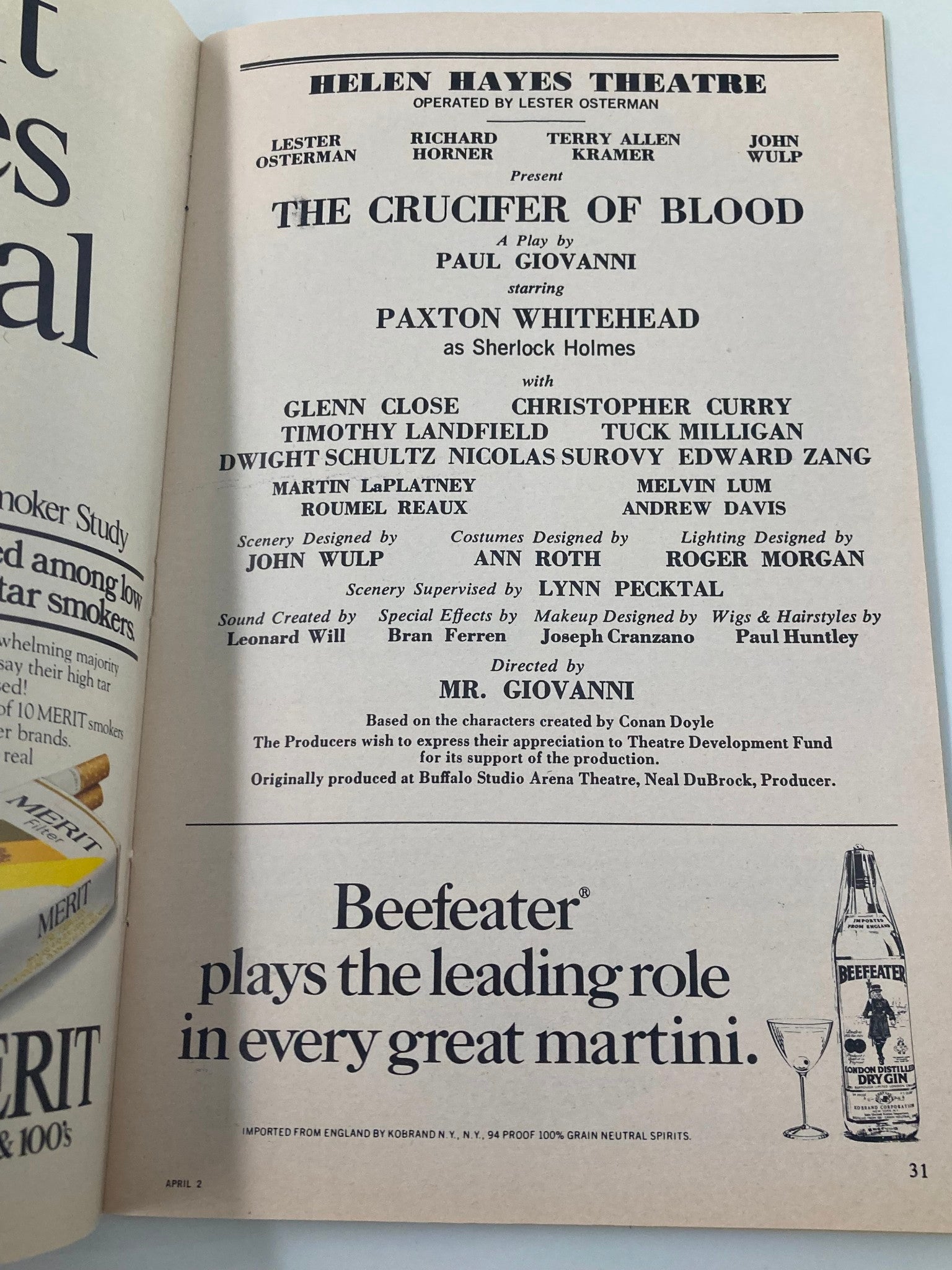 1979 Playbill Helen Hayes Theatre The Crucifier of Blood Christopher Curry VG