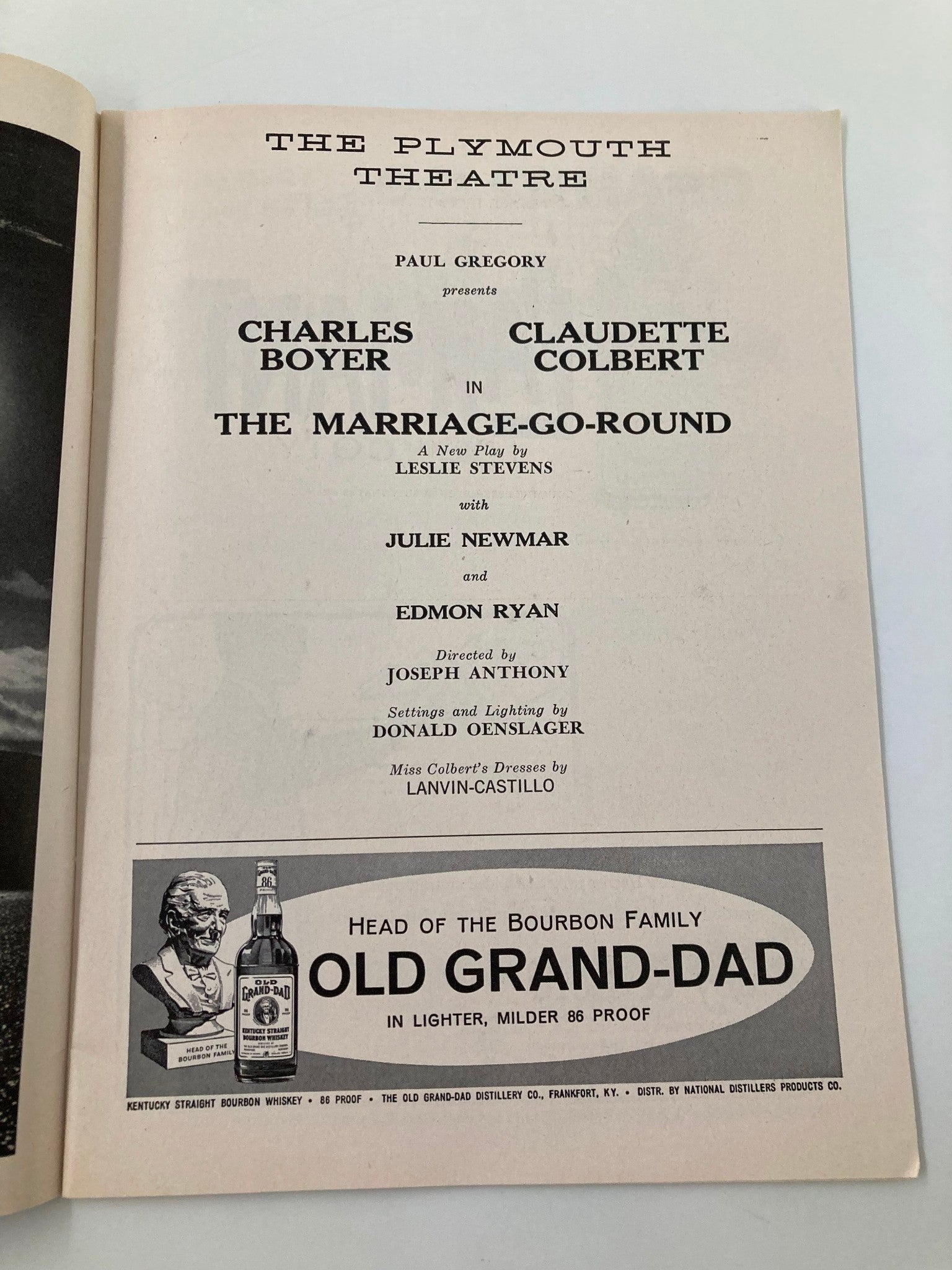 1960 Playbill The Plymouth Theatre The Marriage-Go-Round Charles Boyer VG