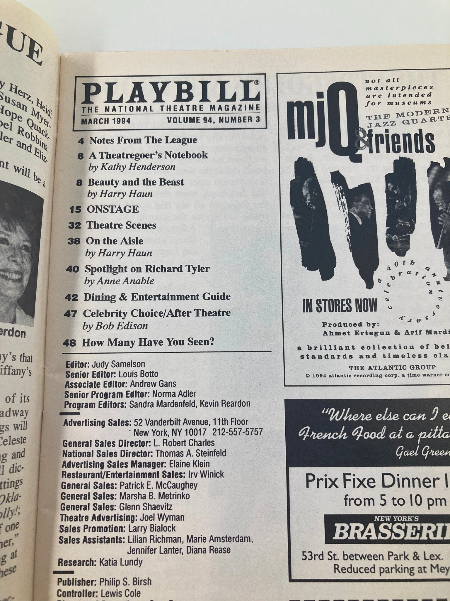 1994 Playbill Neil Simon Theater Cyrano Musical Anne Runolfsson, Ed Dixon