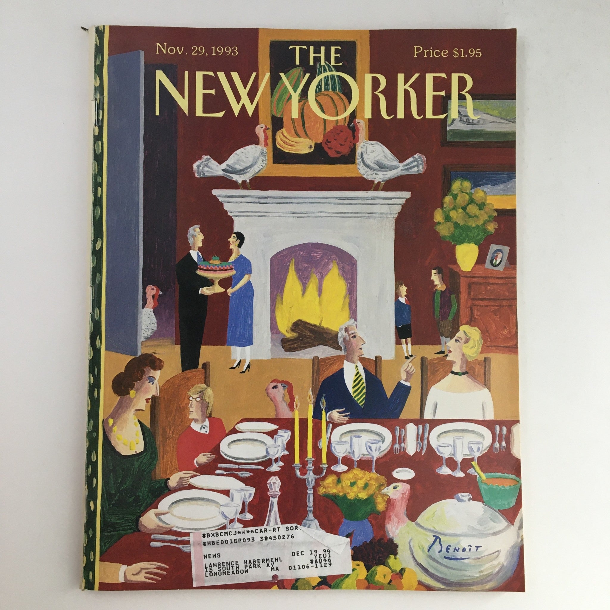 The New Yorker November 29 1993 Full Magazine Theme Cover by Benoit van Innis