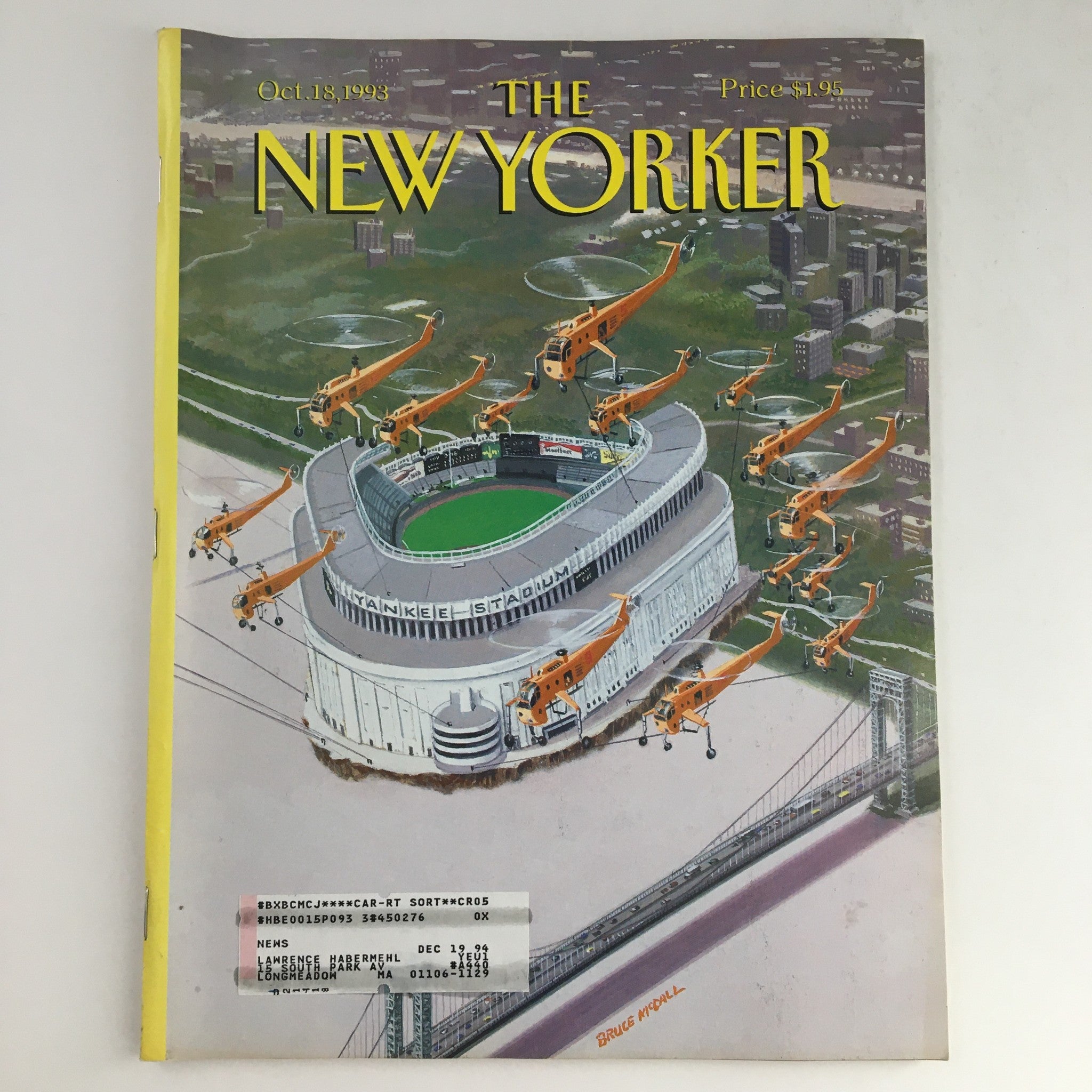 The New Yorker October 18 1993 Full Magazine Theme Cover by Bruce McCall