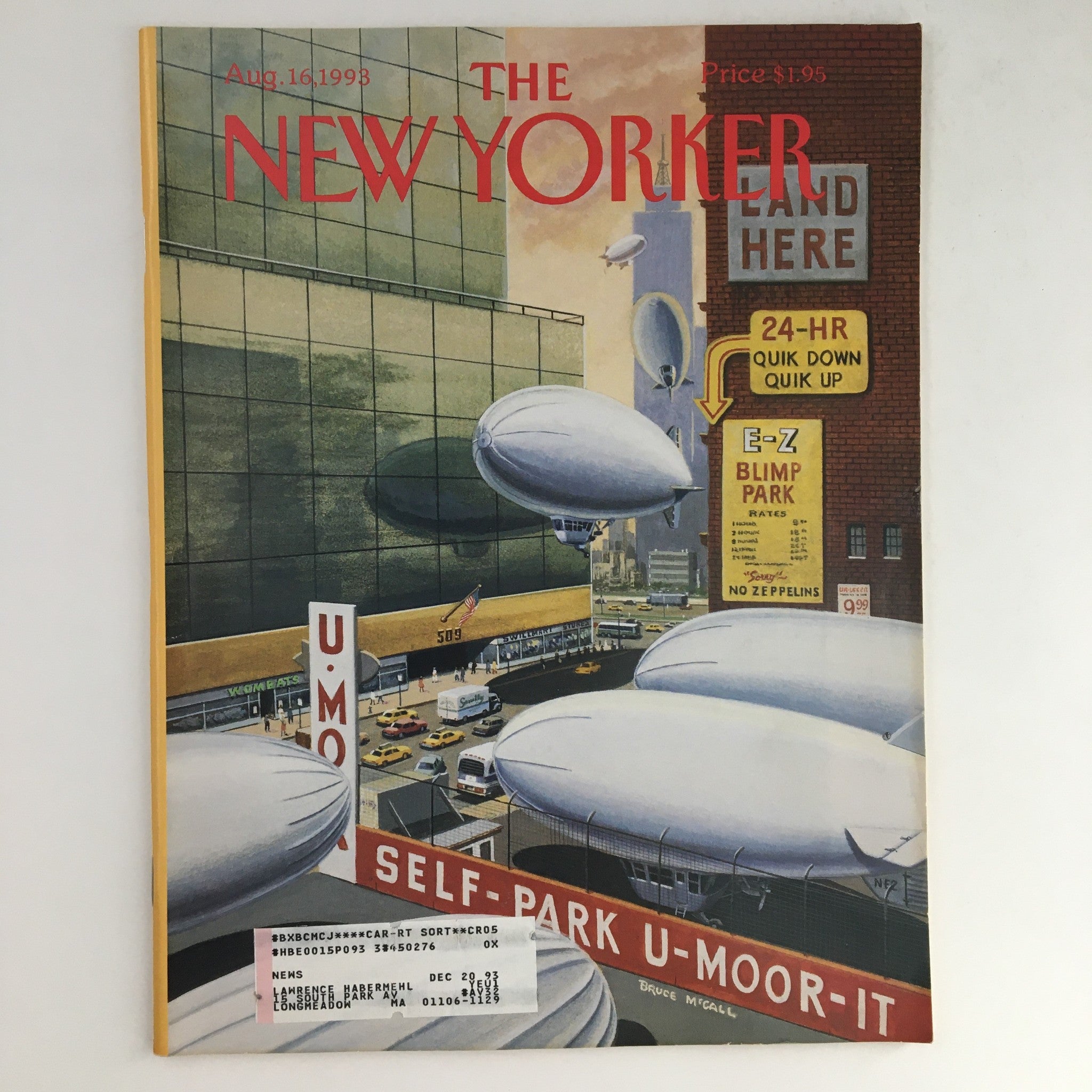 The New Yorker August 16 1993 Full Magazine Theme Cover by Bruce McCall