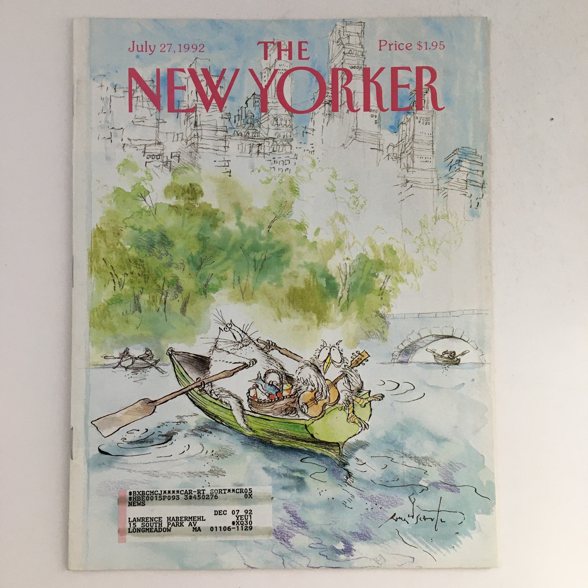 The New Yorker July 27 1992 Full Magazine Theme Cover by Ronald Searle