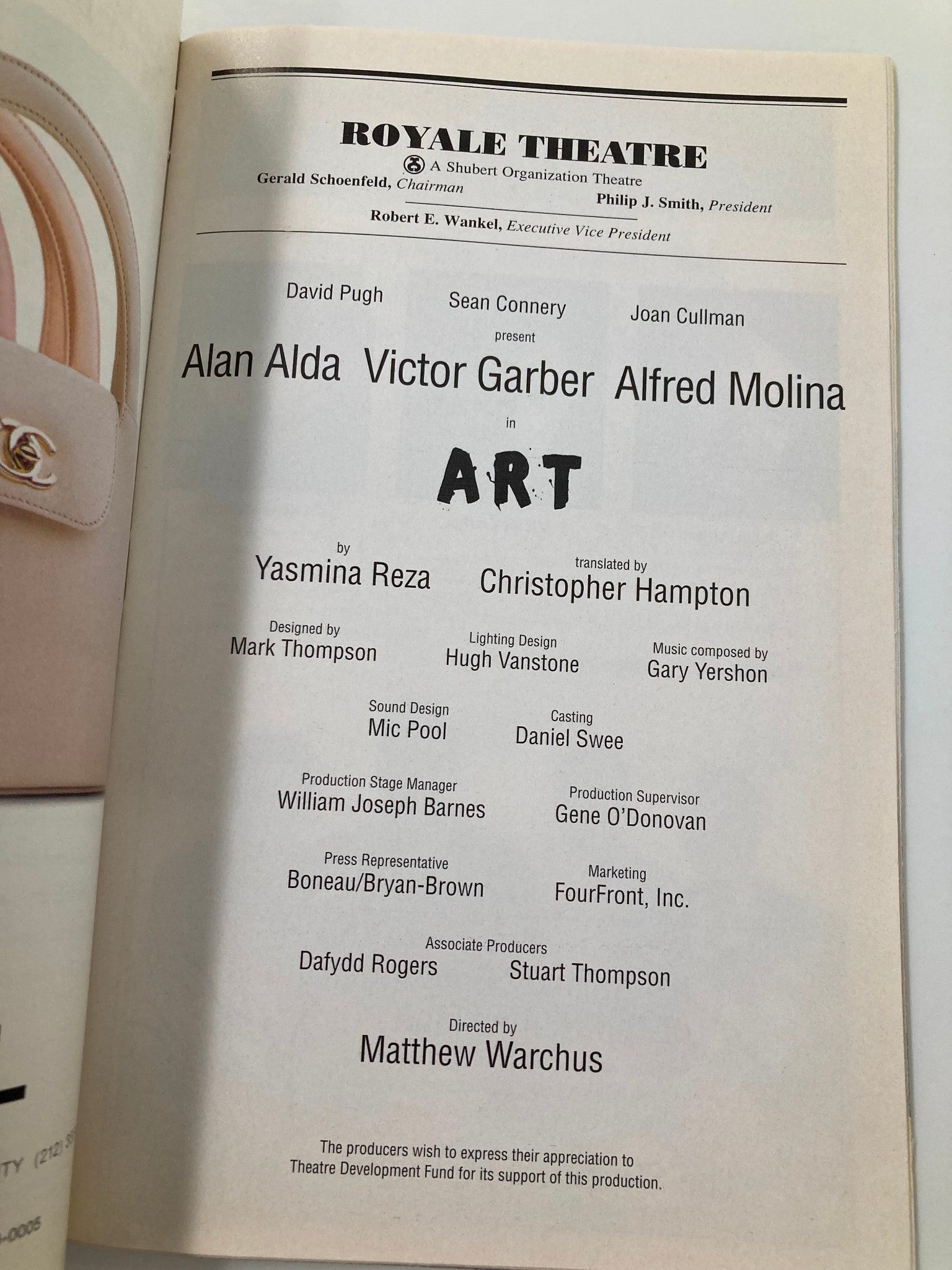 1998 Playbill Royale Theatre Art Alan Alda, Victor Garber by Yasmina Reza