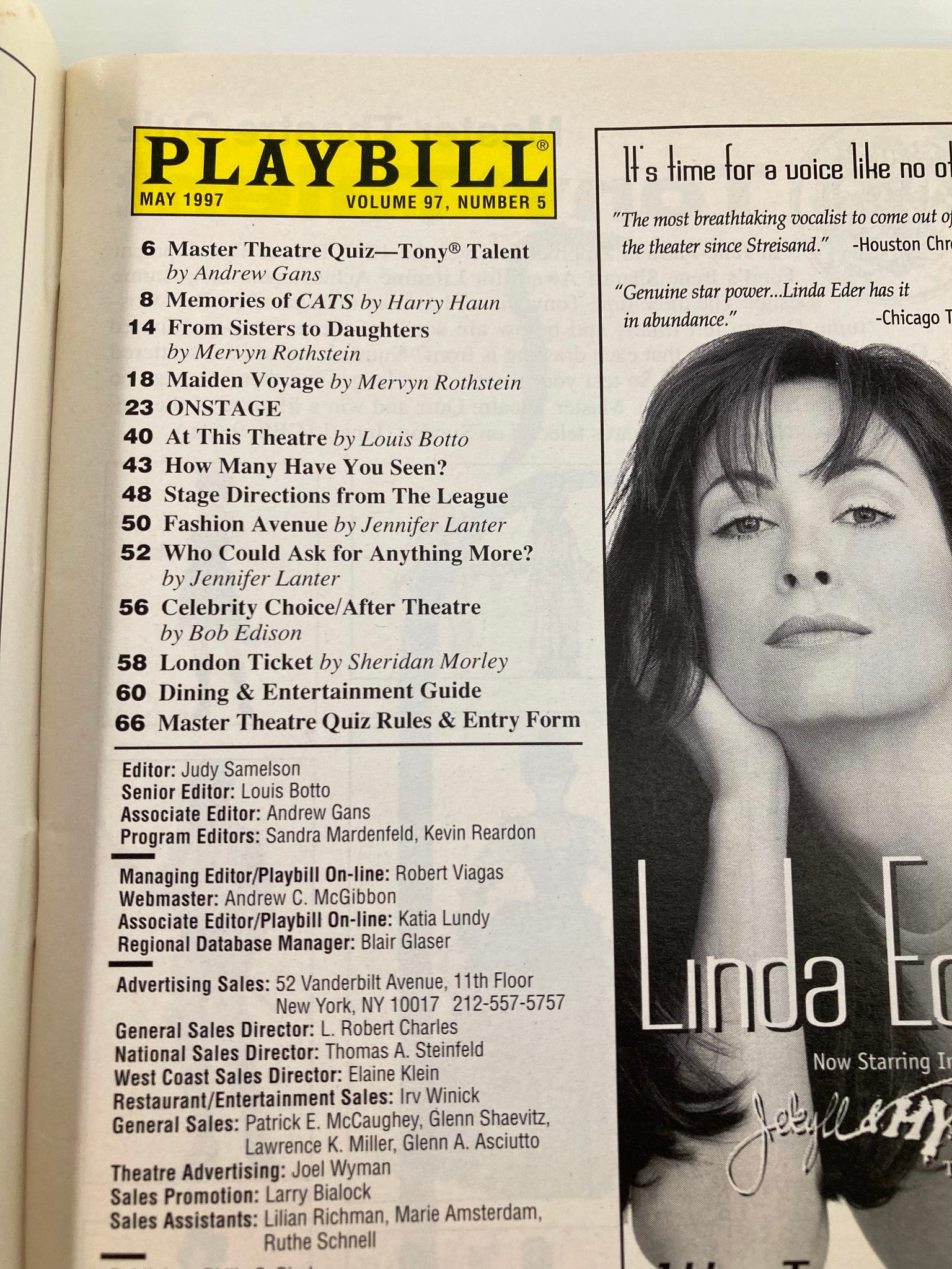 1997 Playbill Cort Theatre An American Daughter Peter Benson, Elizabeth Marvel