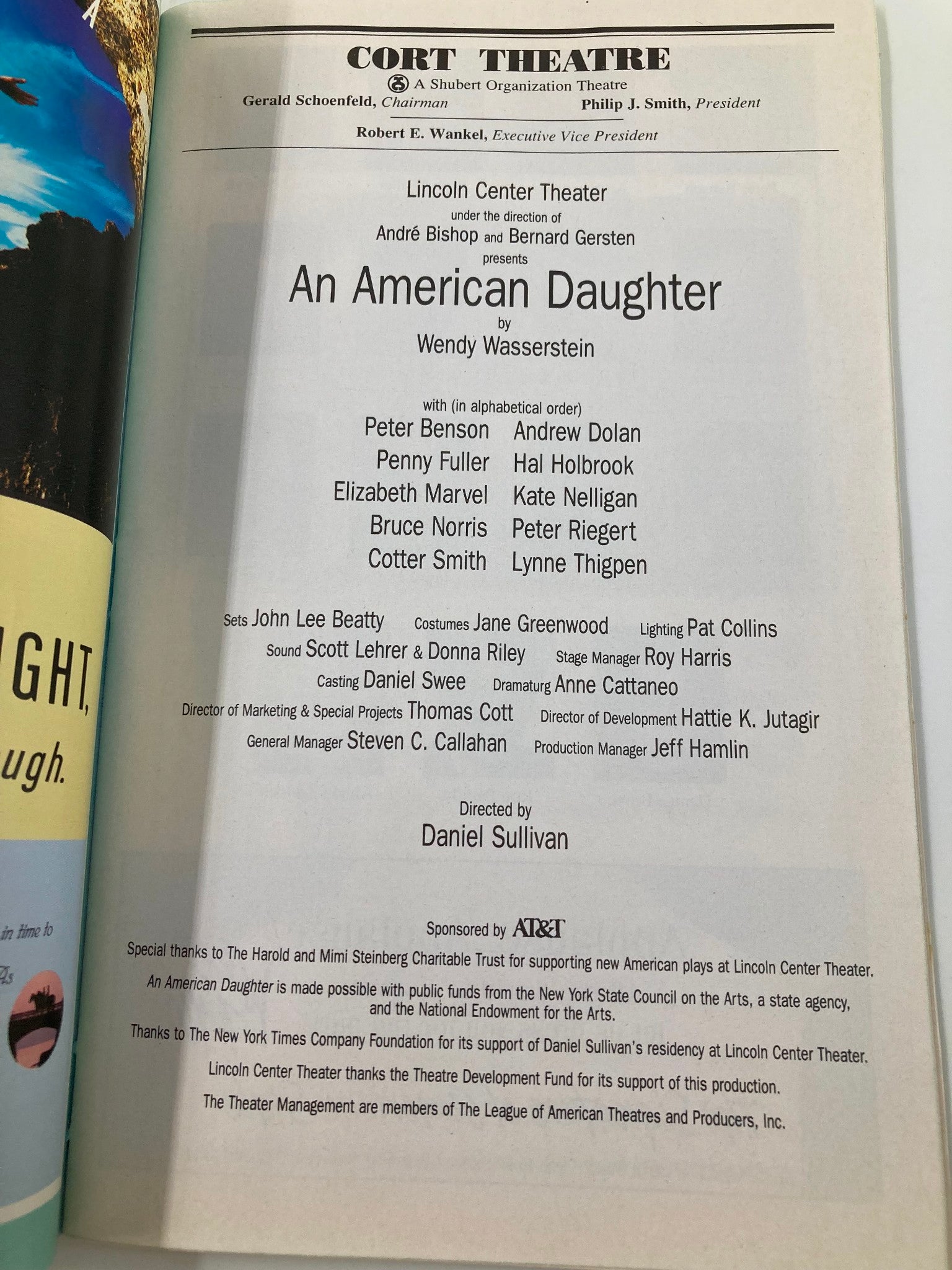 1997 Playbill Cort Theatre An American Daughter Peter Benson, Elizabeth Marvel