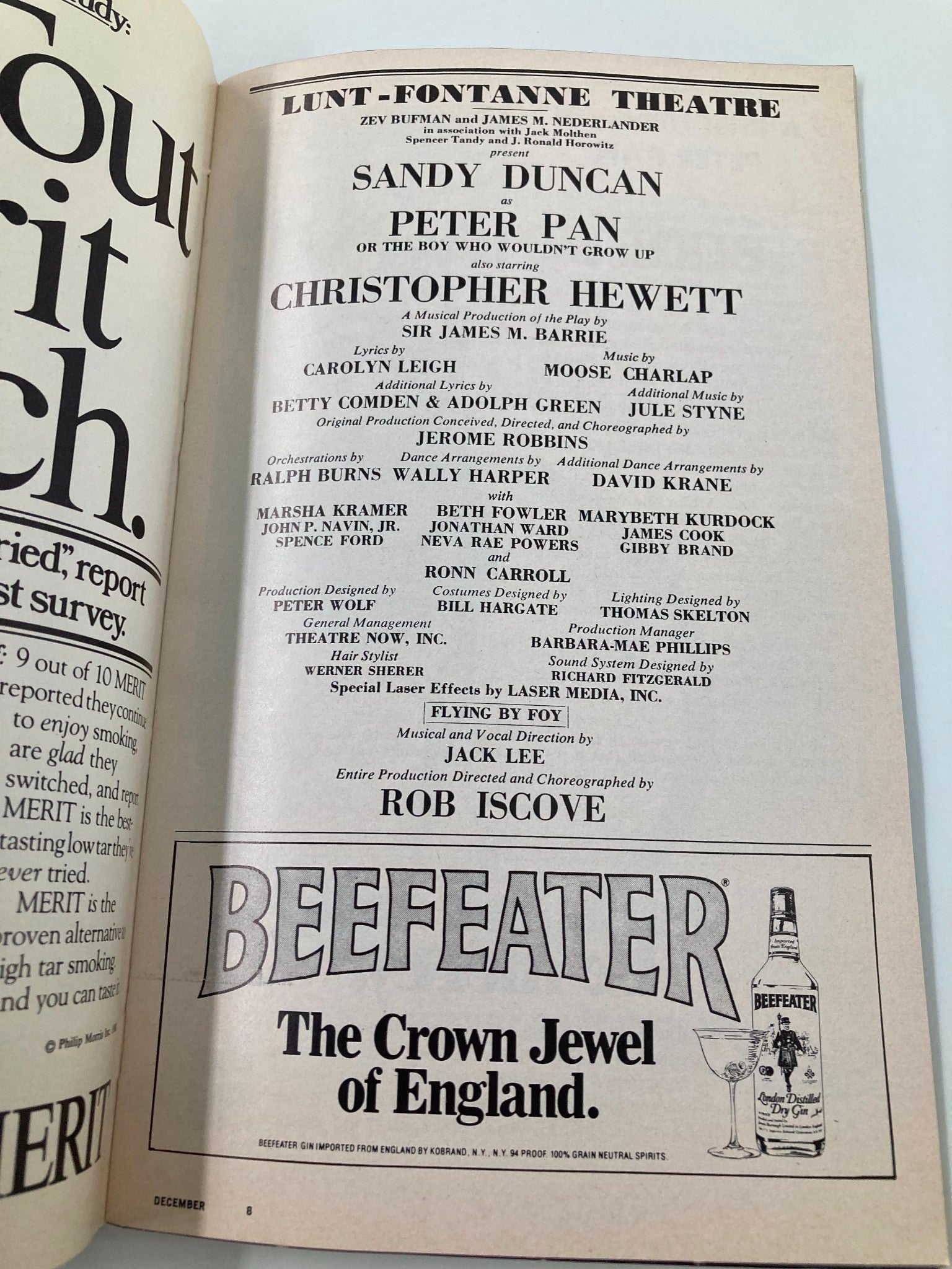 1980 Playbill Lunt-Fontanne Theatre Peter Pan Sandy Duncan, Christopher Hewett