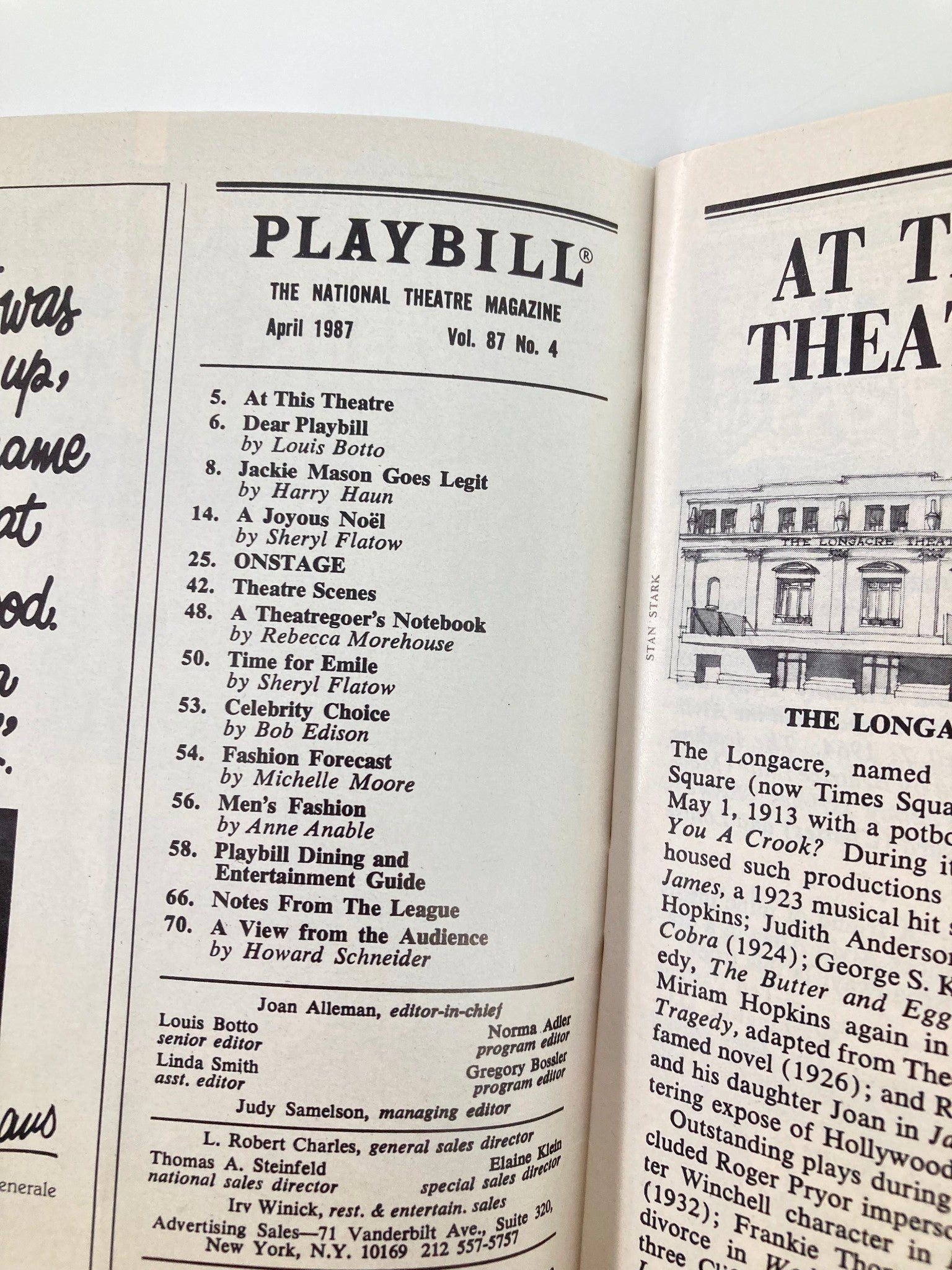 1987 Playbill Longacre Theatre The Musical Comedy Murders of 1940 Michael Ayr