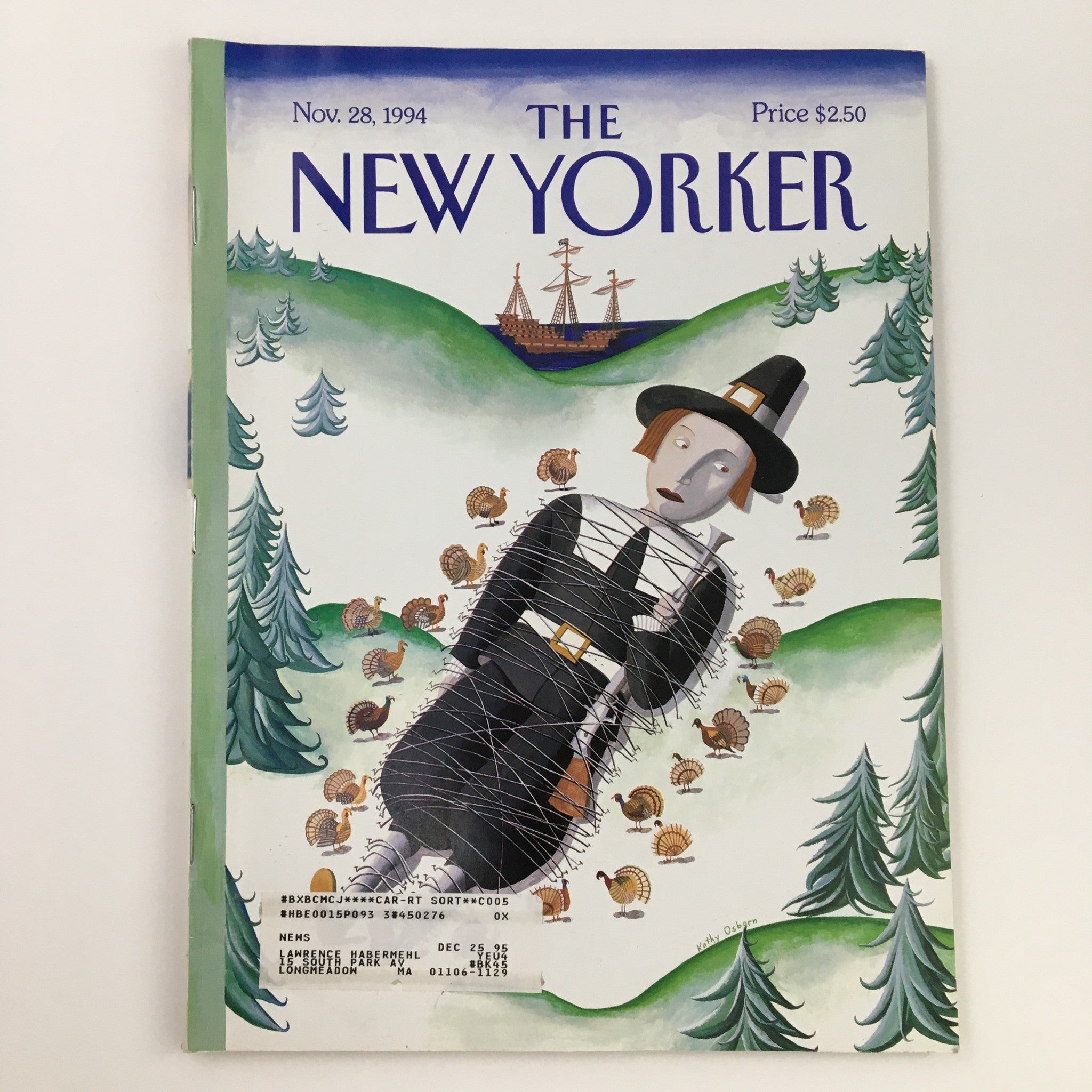 The New Yorker November 28 1994 Full Magazine Theme Cover by Kathy Osborn