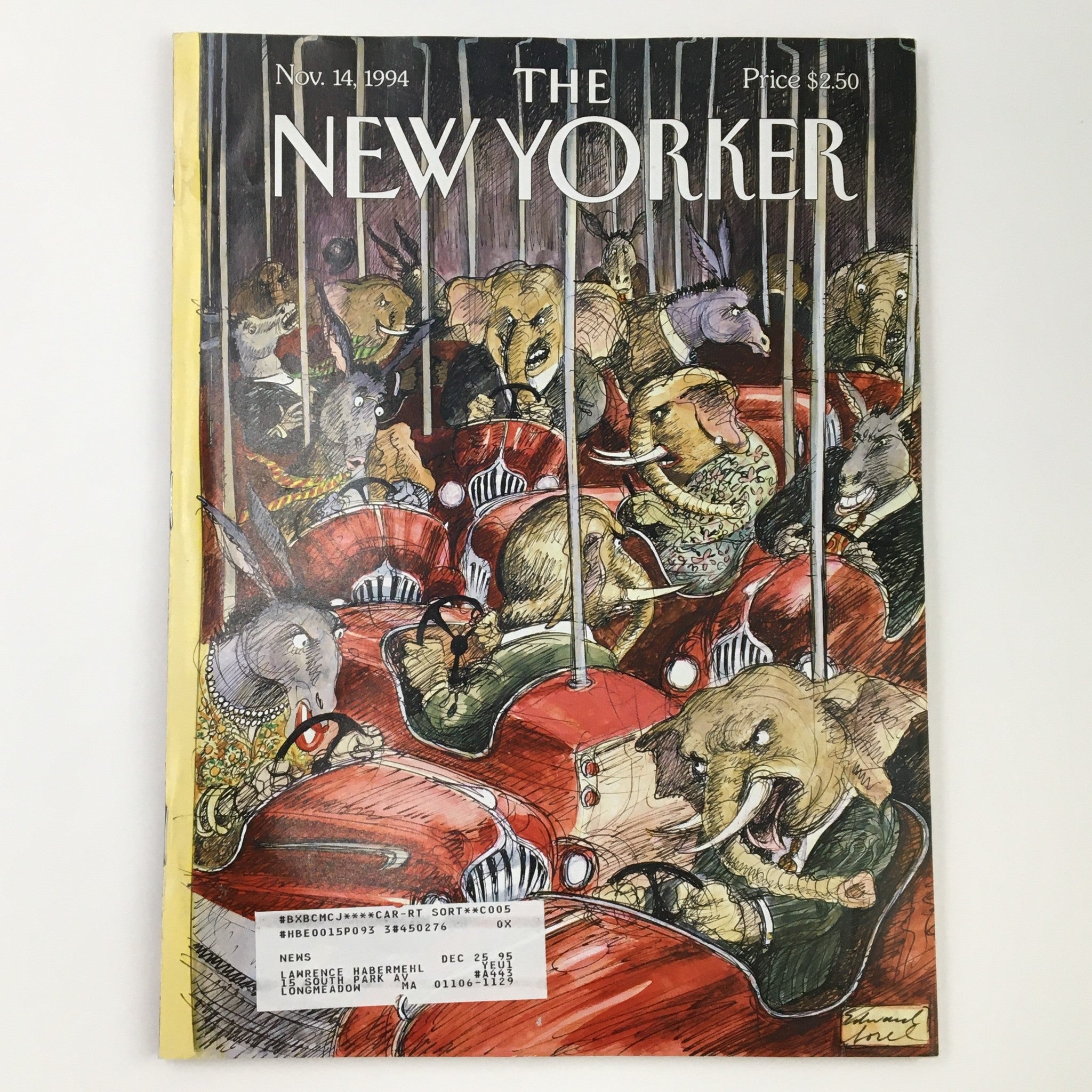 The New Yorker November 14 1994 Full Magazine Theme Cover by Edward Sorel