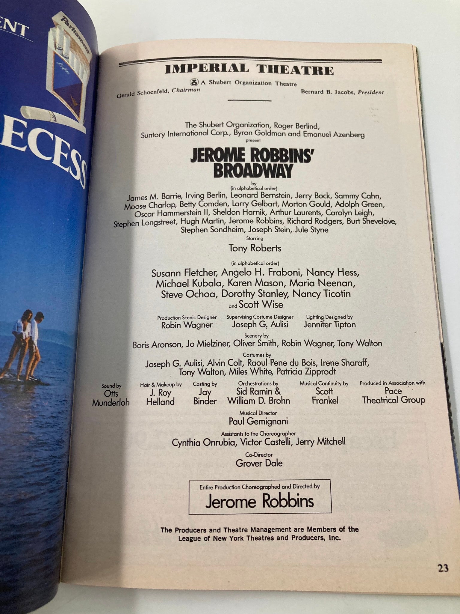 1990 Playbill Imperial Theatre Jerome Robbins' Broadway Tony Roberts