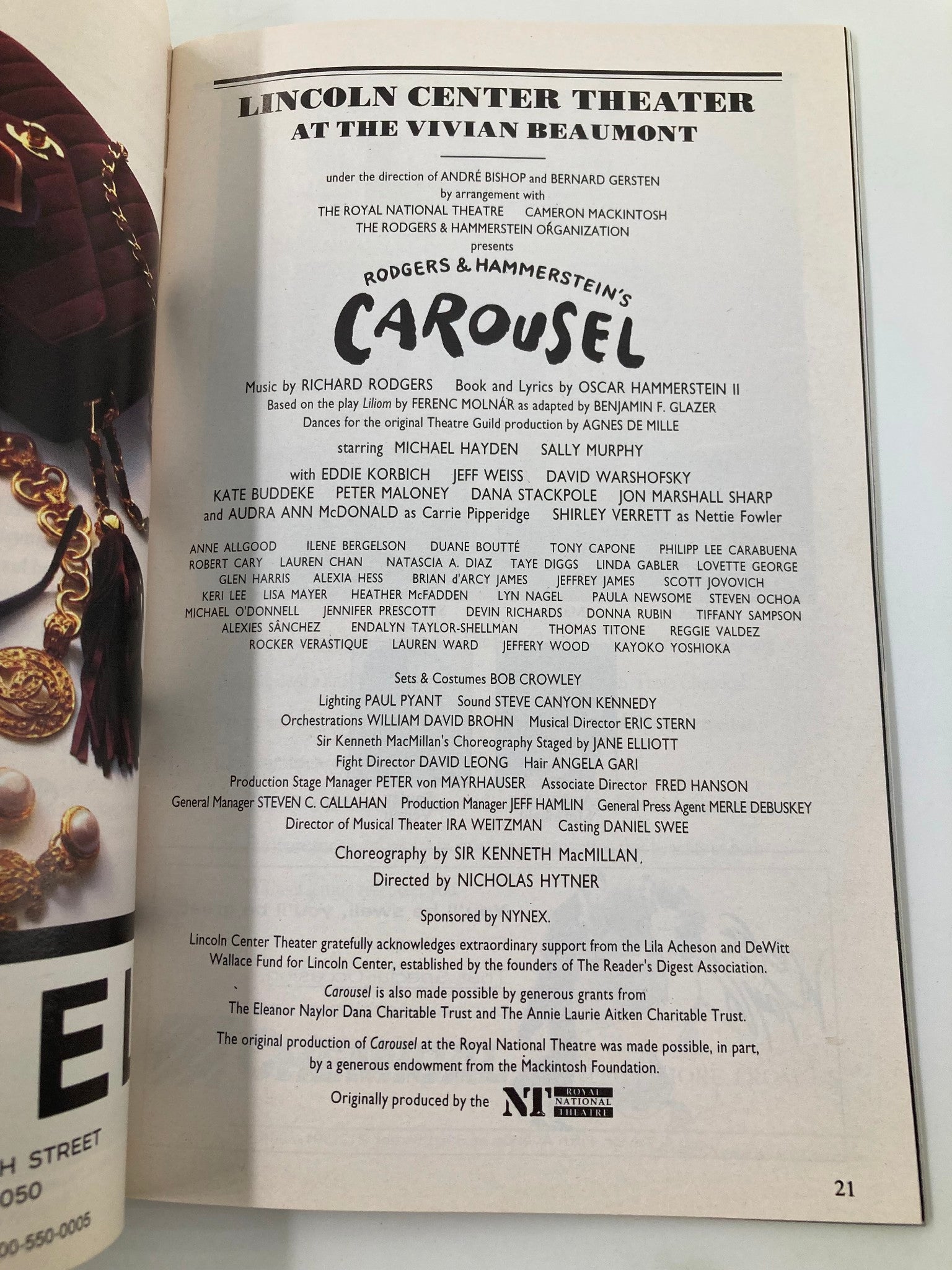 1994 Playbill Lincoln Center Theater Carousel Michael Hayden, Sally Murphy