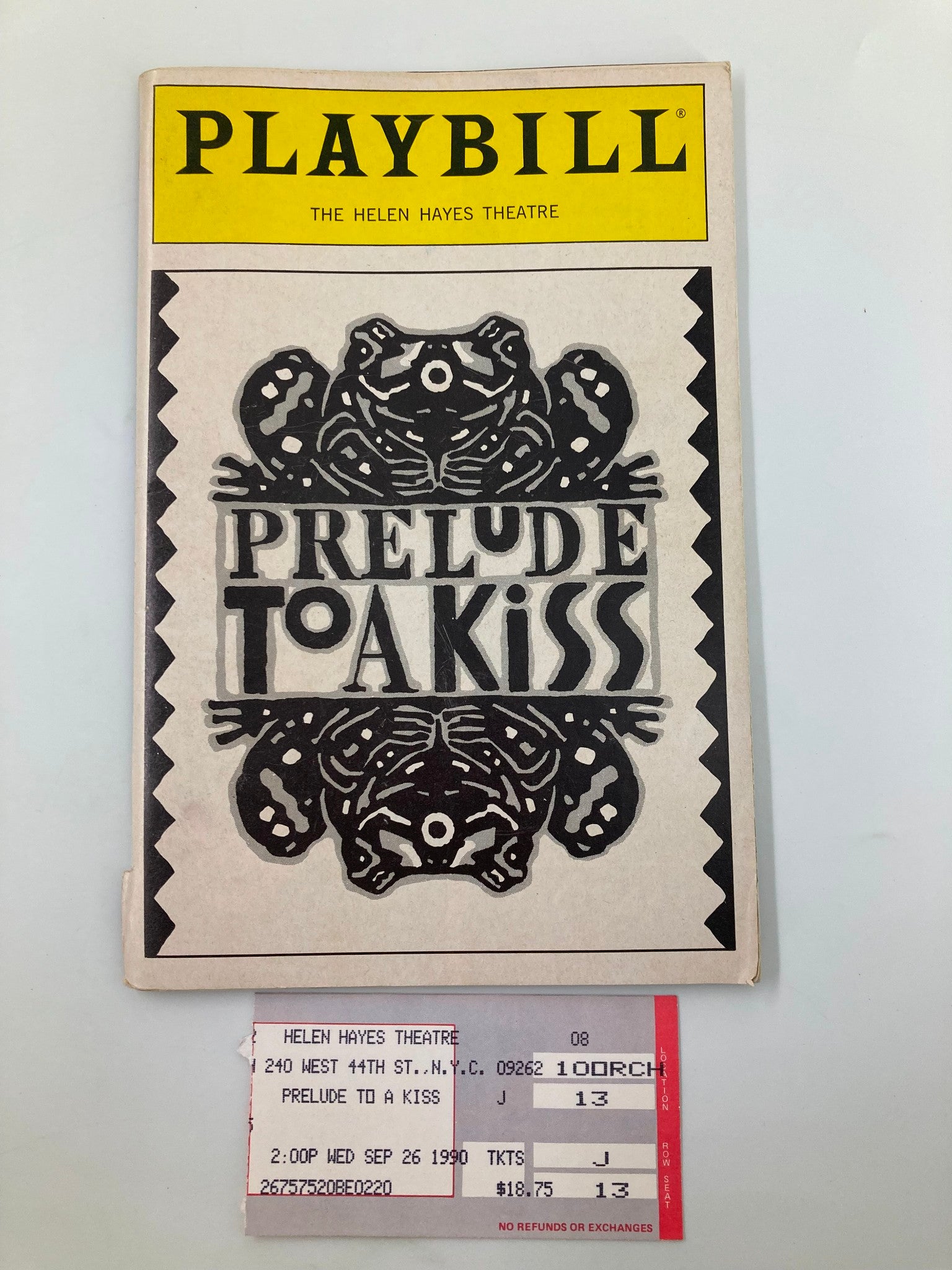 1990 Playbill The Helen Hayes Theatre Prelude To A Kiss Barnard Hughes