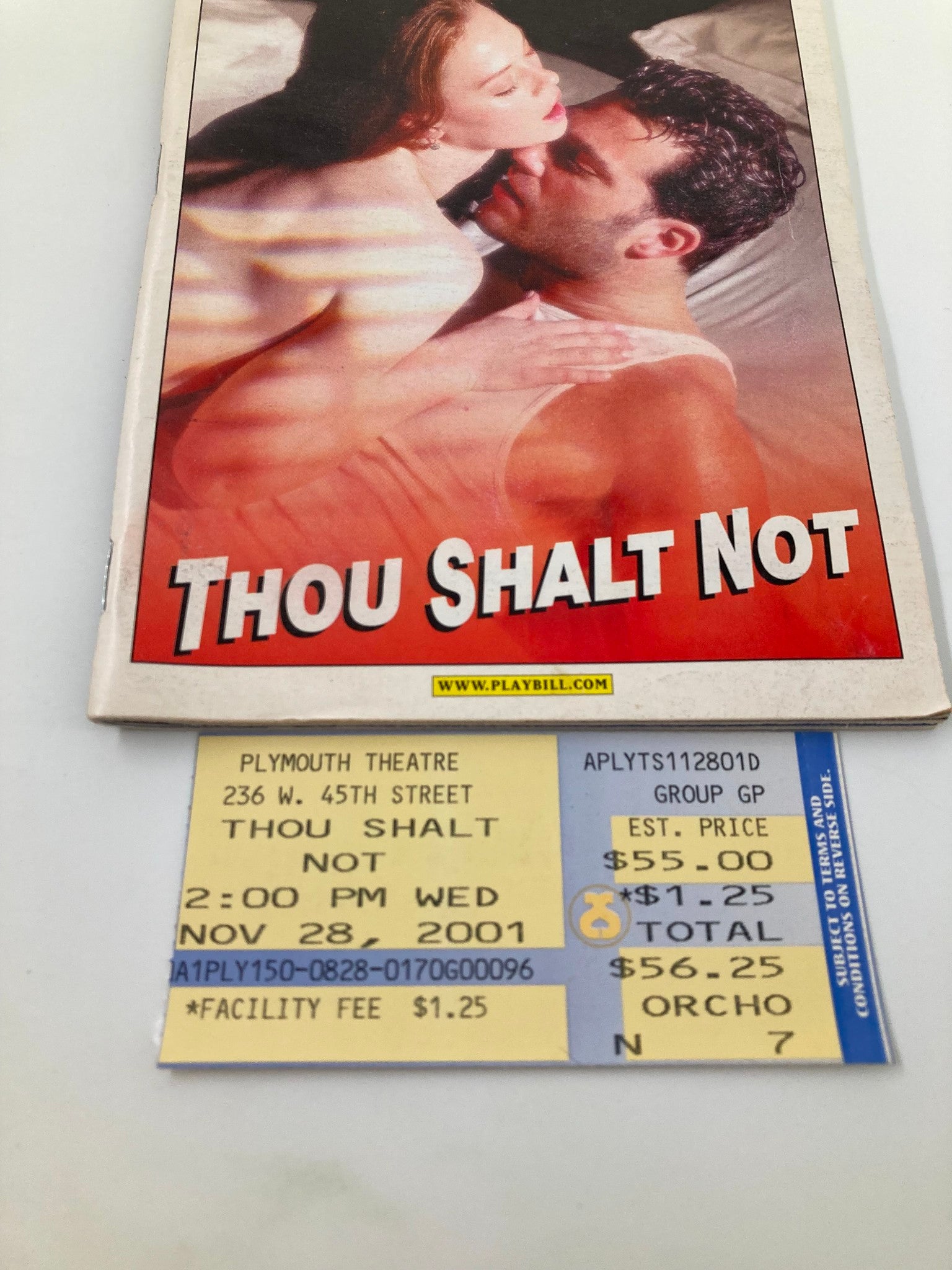 2001 Playbill Plymouth Theatre Thou Shalt Not Timothy J. Alex, Dylis Croman