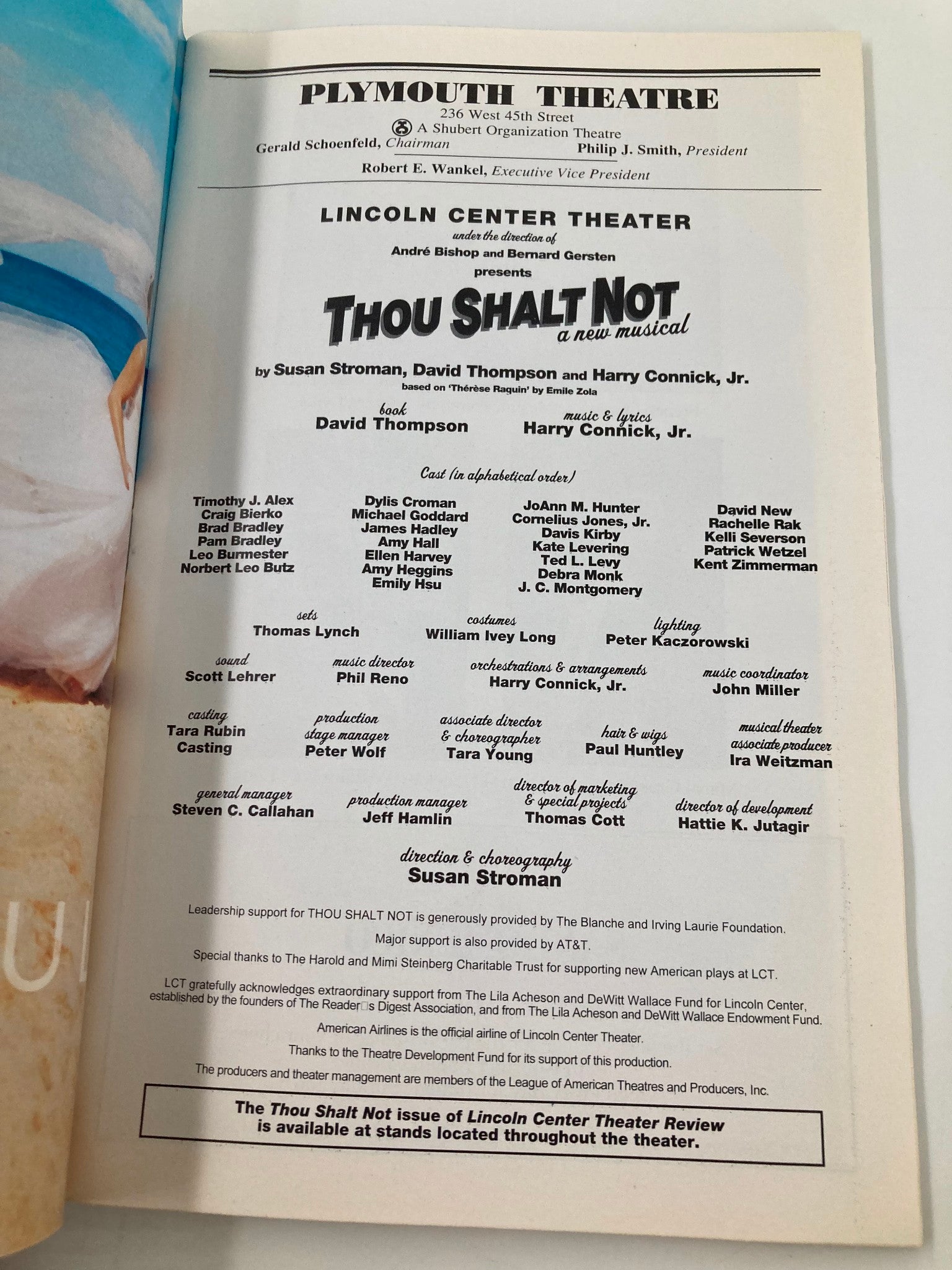 2001 Playbill Plymouth Theatre Thou Shalt Not Timothy J. Alex, Dylis Croman