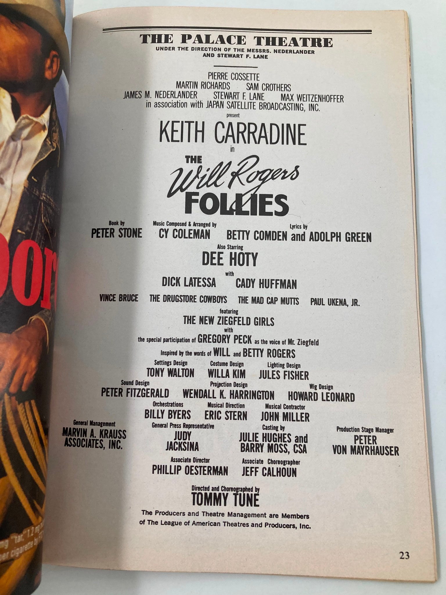 1991 Playbill The Palace Theatre The Will Rogers Follies Keith Carradine