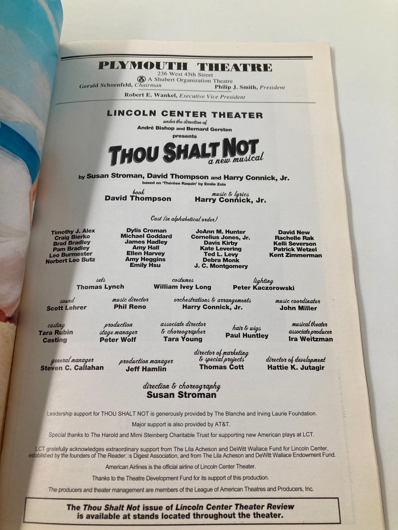 2001 Playbill Plymouth Theatre Thou Shalt Not Michael Goddard, JoAnn M. Hunter