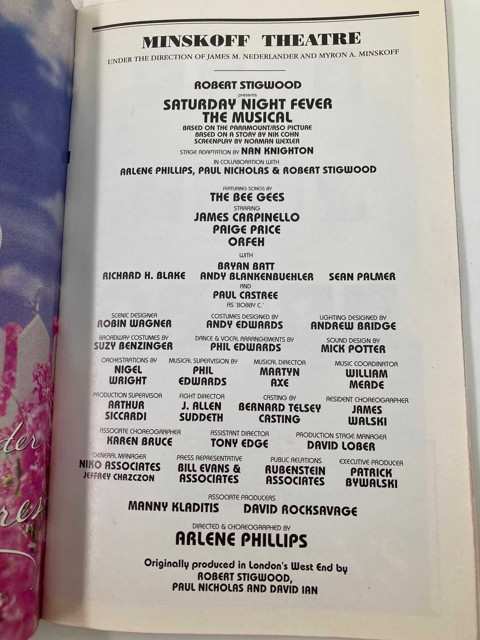 2000 Playbill Minskoff Theatre Saturday Night Fever Bryan Batt, Richard H. Blake