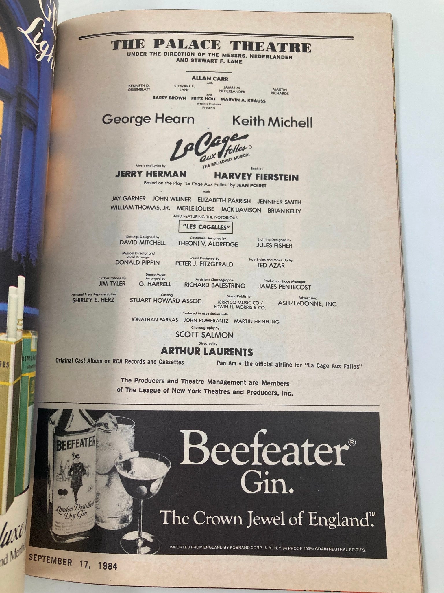 1984 Playbill The Palace Theatre La Cage Aux Folles George Hearn, Keith Michell