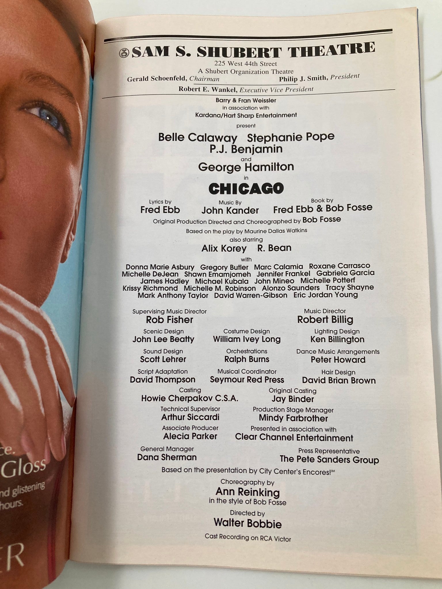 2002 Playbill Sam S. Shubert Theatre Alex Korey, George Hamilton in Chicago VG