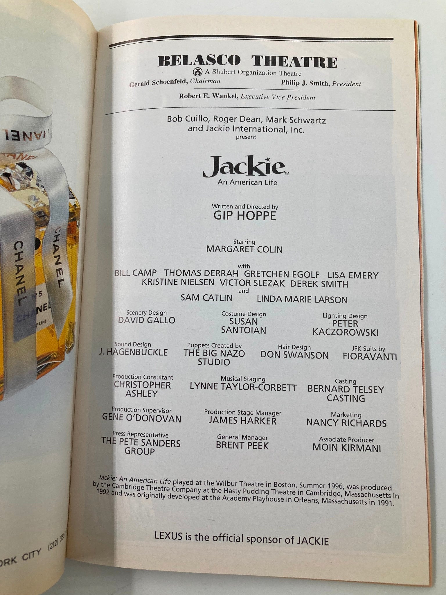 1997 Playbill Belasco Theatre Jackie An American Life Margaret Colin VG