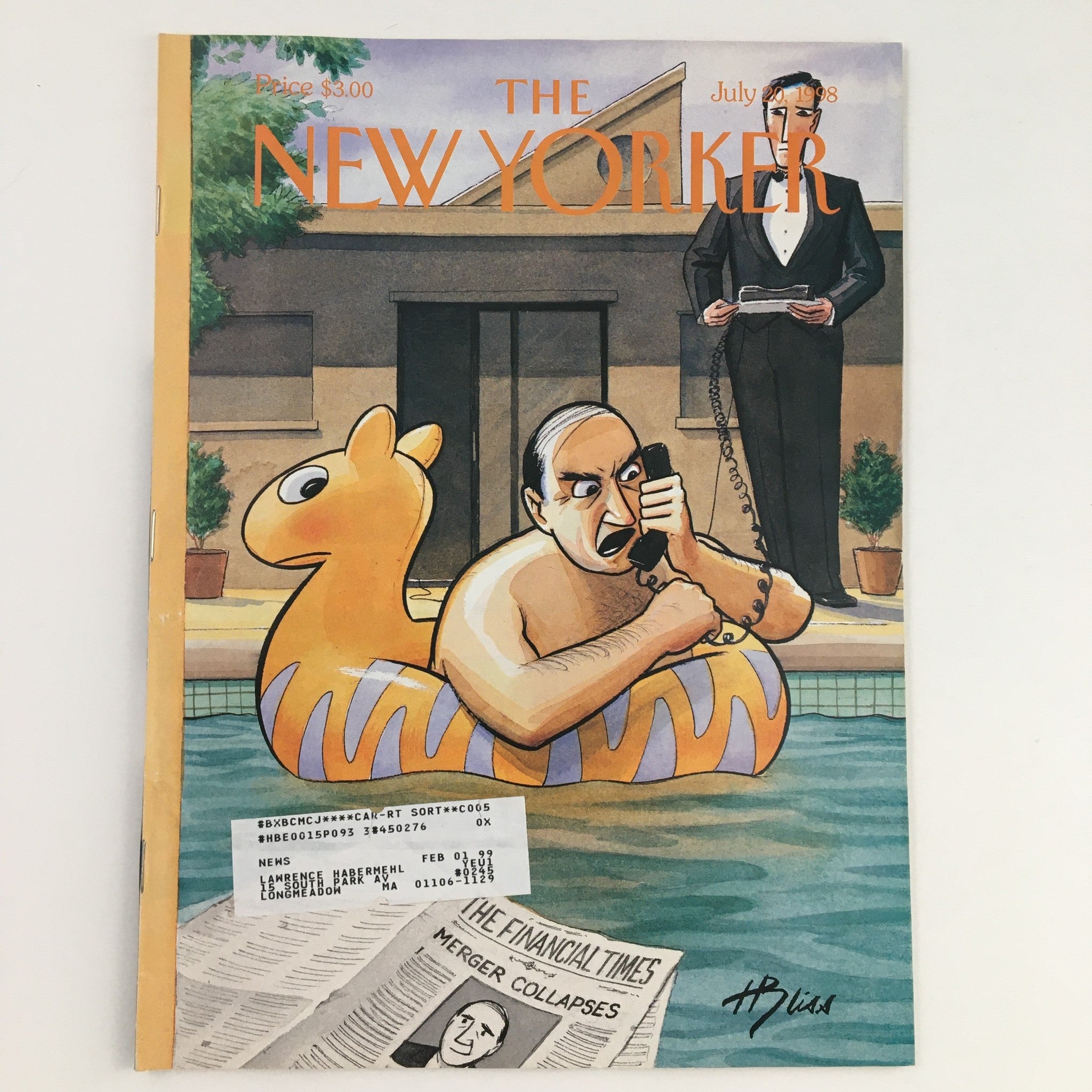 The New Yorker July 20 1998 Full Magazine Theme Cover Art by Harry Bliss VG