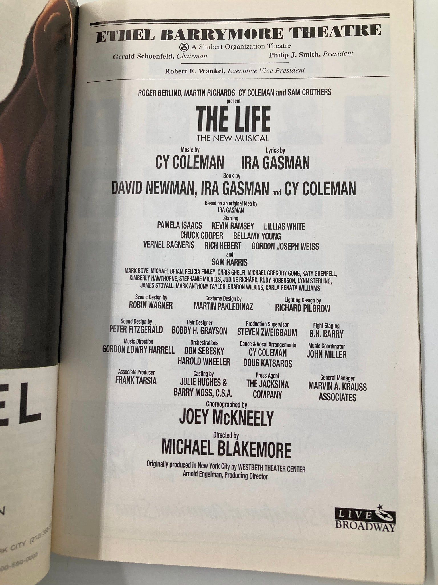 1997 Playbill Ethel Barrymore Theatre The Life The New Musical Pamela Isaacs VG