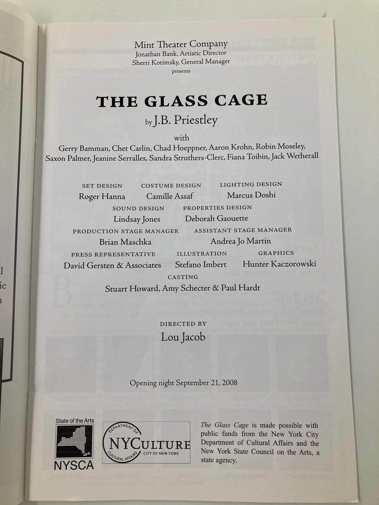 2008 Mint Theater Company Gerry Bamman in The Glass Cage by J.B. Priestley VG