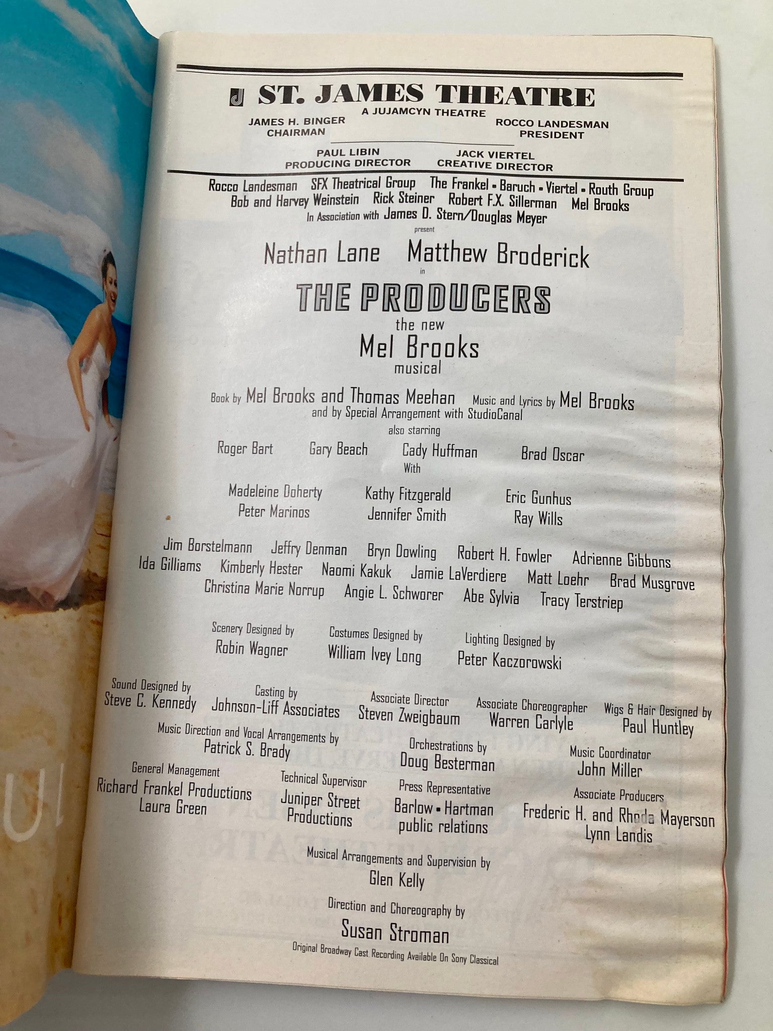 2001 Playbill St. James Theatre Nathan Lane, Matthew Broderick in The Producers