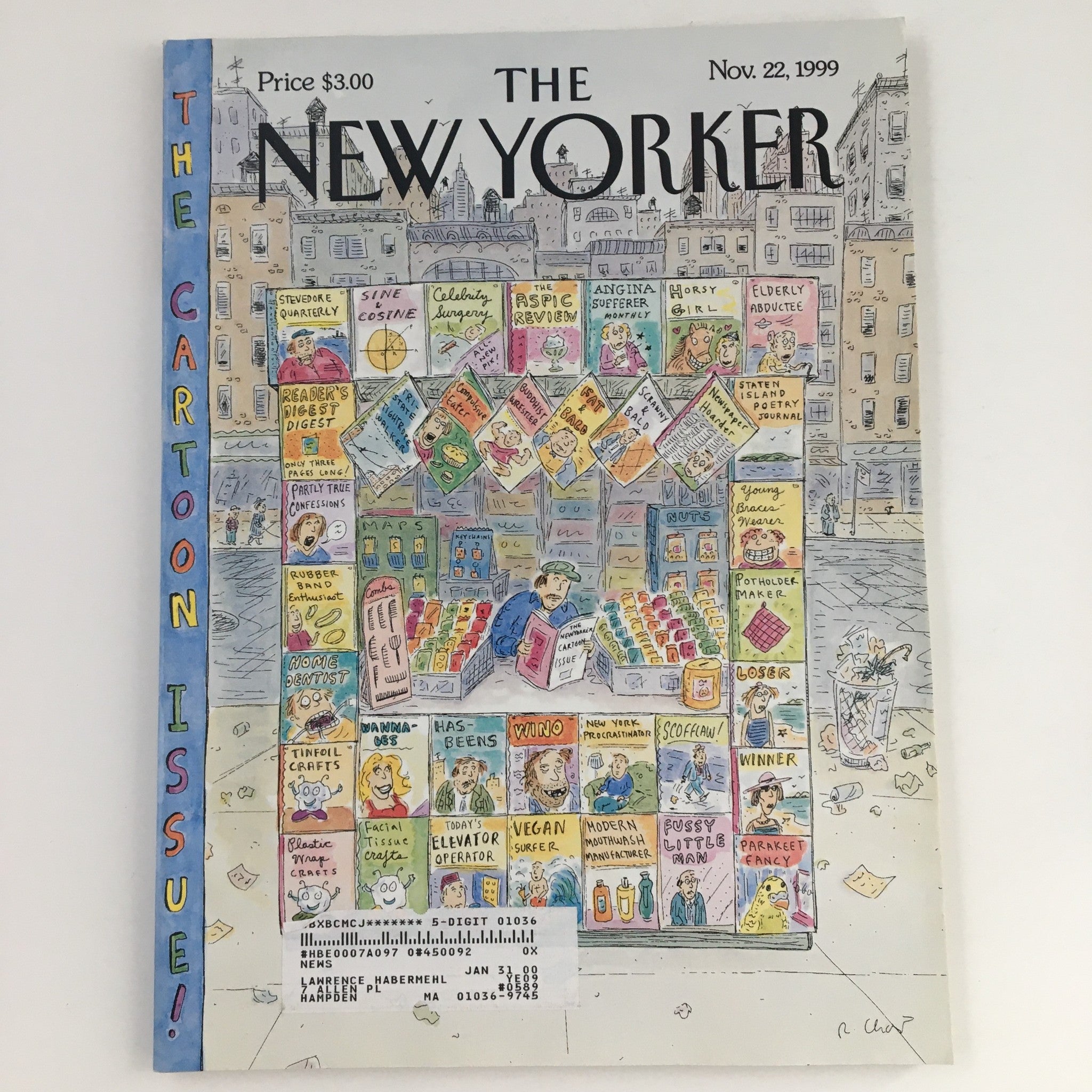 The New Yorker November 22 1999 Full Magazine Theme Cover Art by Roz Chast VG