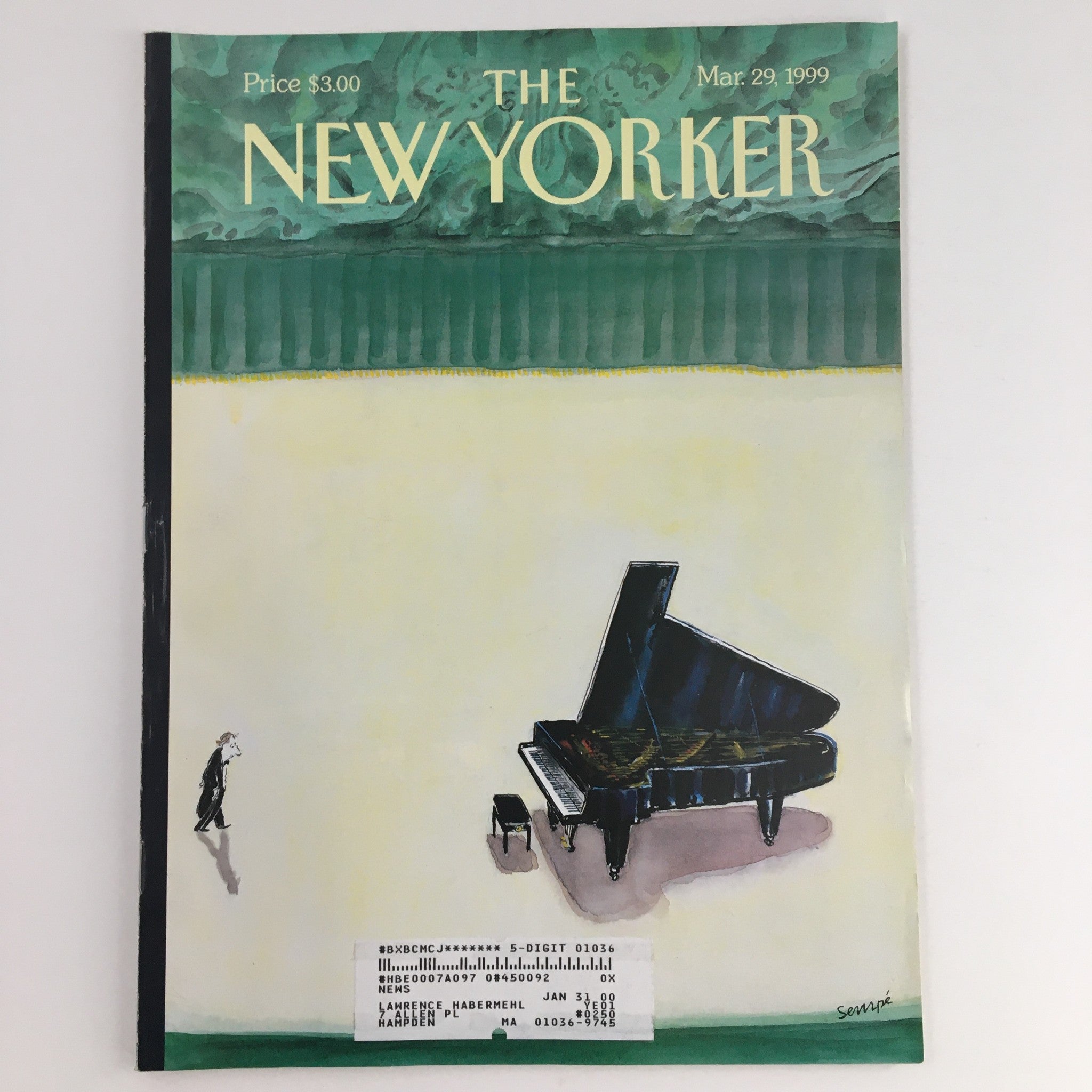 The New Yorker March 29 1999 Full Magazine Theme Cover Art Jean-Jacques Sempé VG