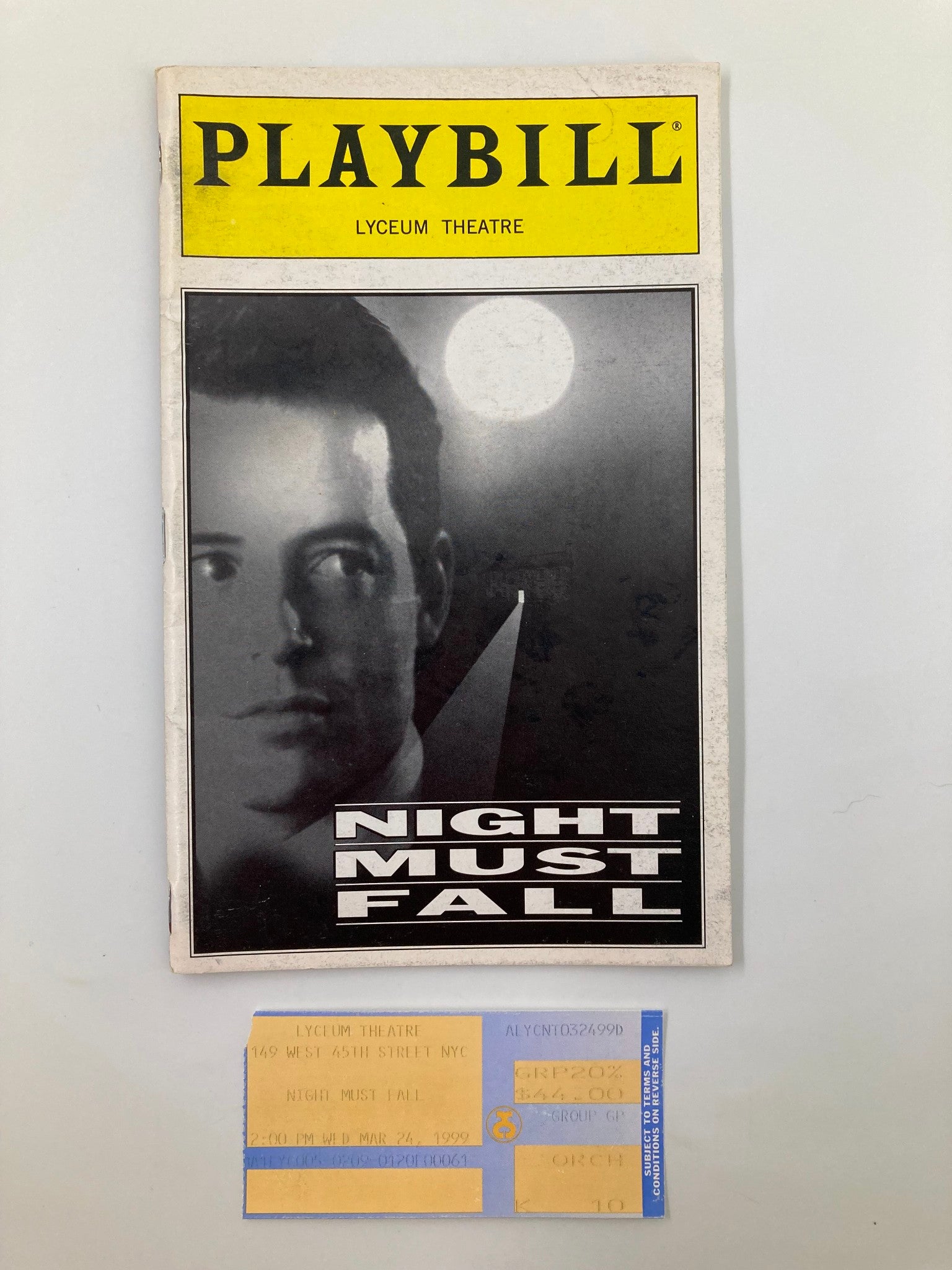 1999 Playbill Lyceum Theatre Night Must Fall Judy Parfitt, J. Smith-Cameron