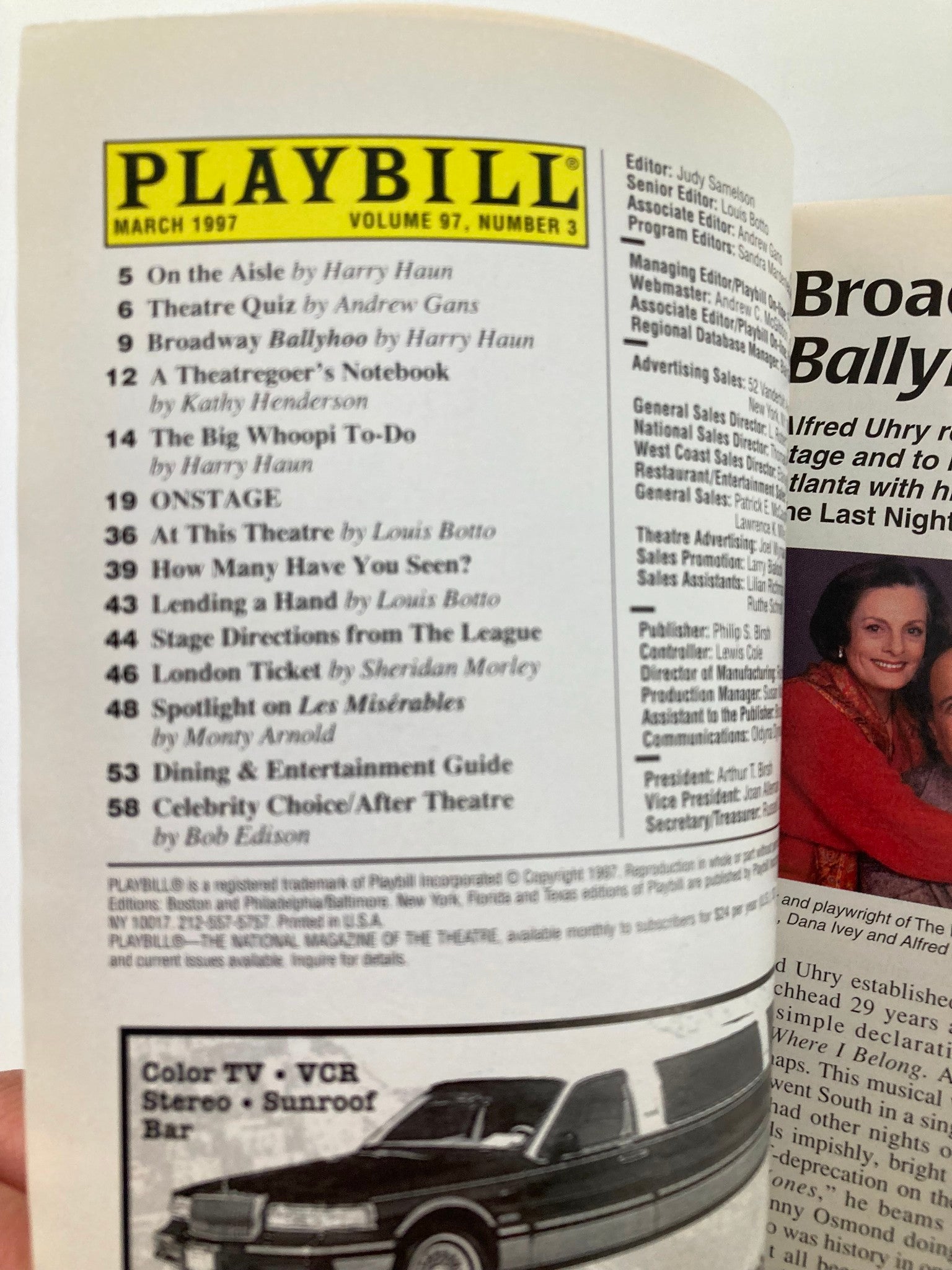 1997 Playbill The Helen Hayes Theatre The Last Night of Ballyhoo Arija Bareikis